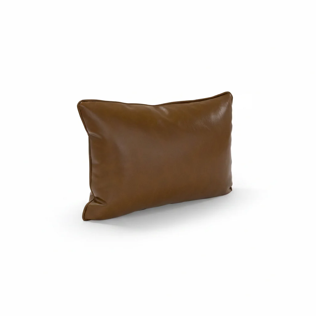 19”x13” Throw Lumbar Pillow ( Set of 2) - Brown Leather Custom Upholstered Accent Pillows - Image 5