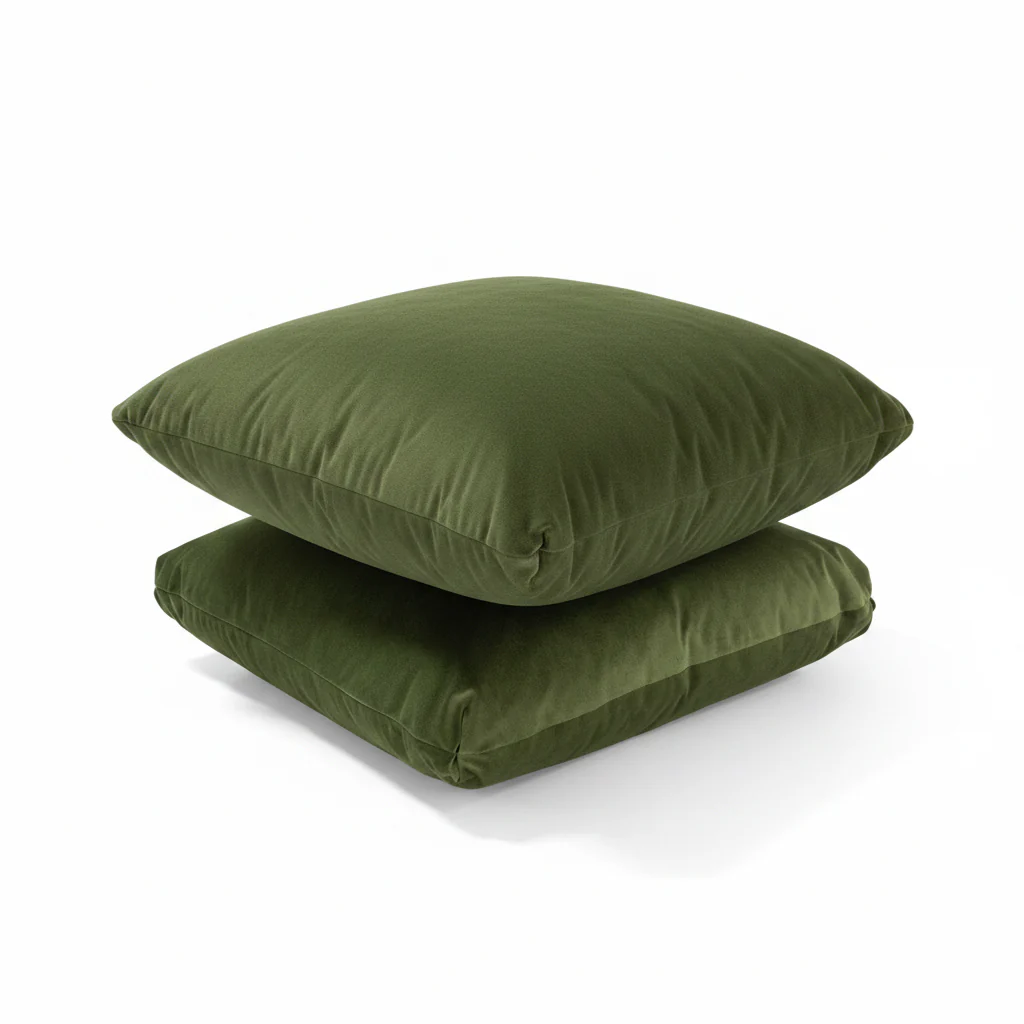 24”x24” Throw Pillow ( Set of 2) - Green Velvet - Custom Upholstered Accent Pillows - Image 3