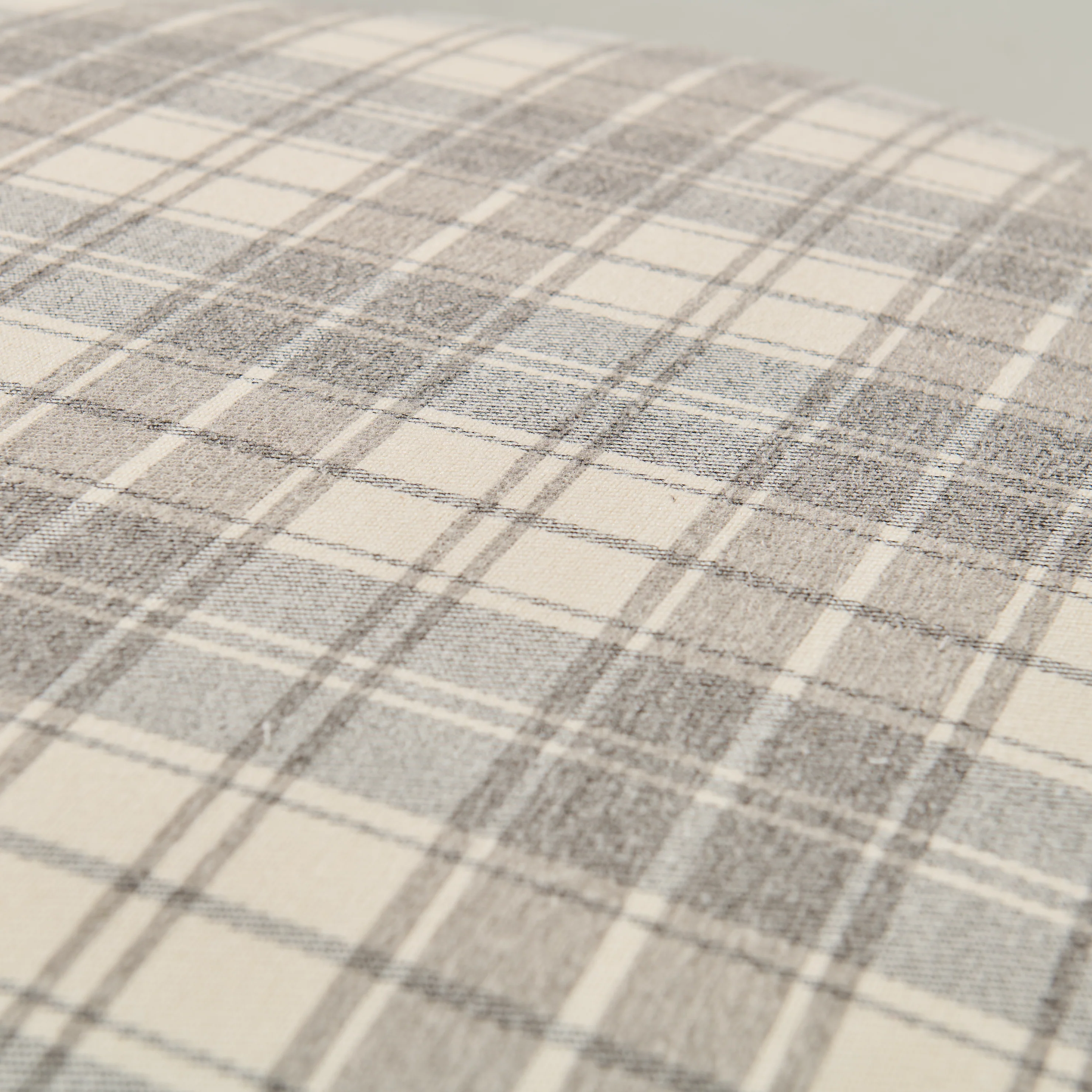 32" Round Skirted Ottoman in Gray Plaid Upholstery Fabric - Image 5