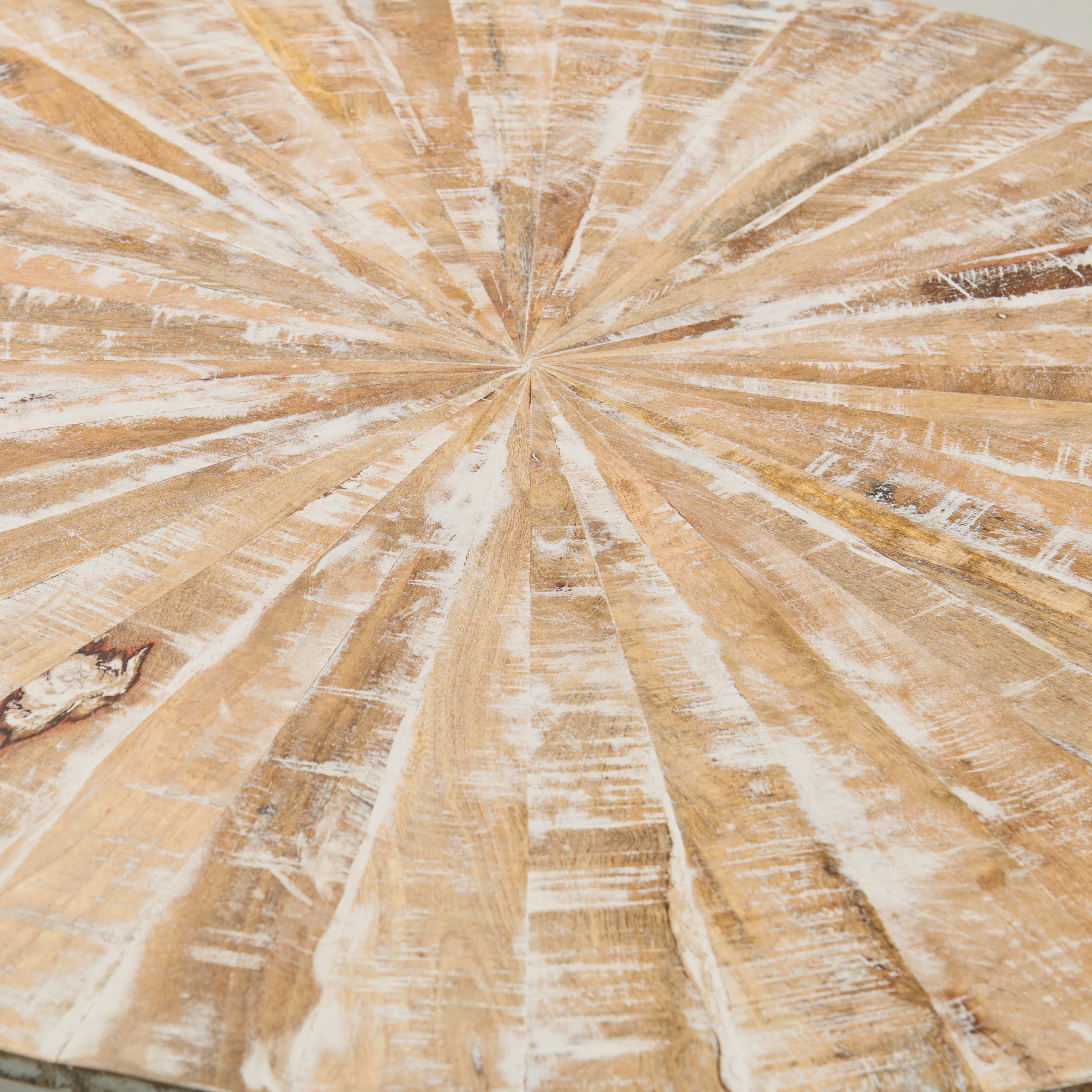 36" Round Distressed Wood Coffee table - Rustic Modern - Image 3