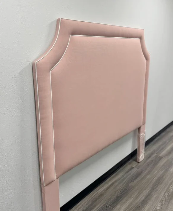 65" H Queen Headboard Blush Pink - White Trim - Image 4