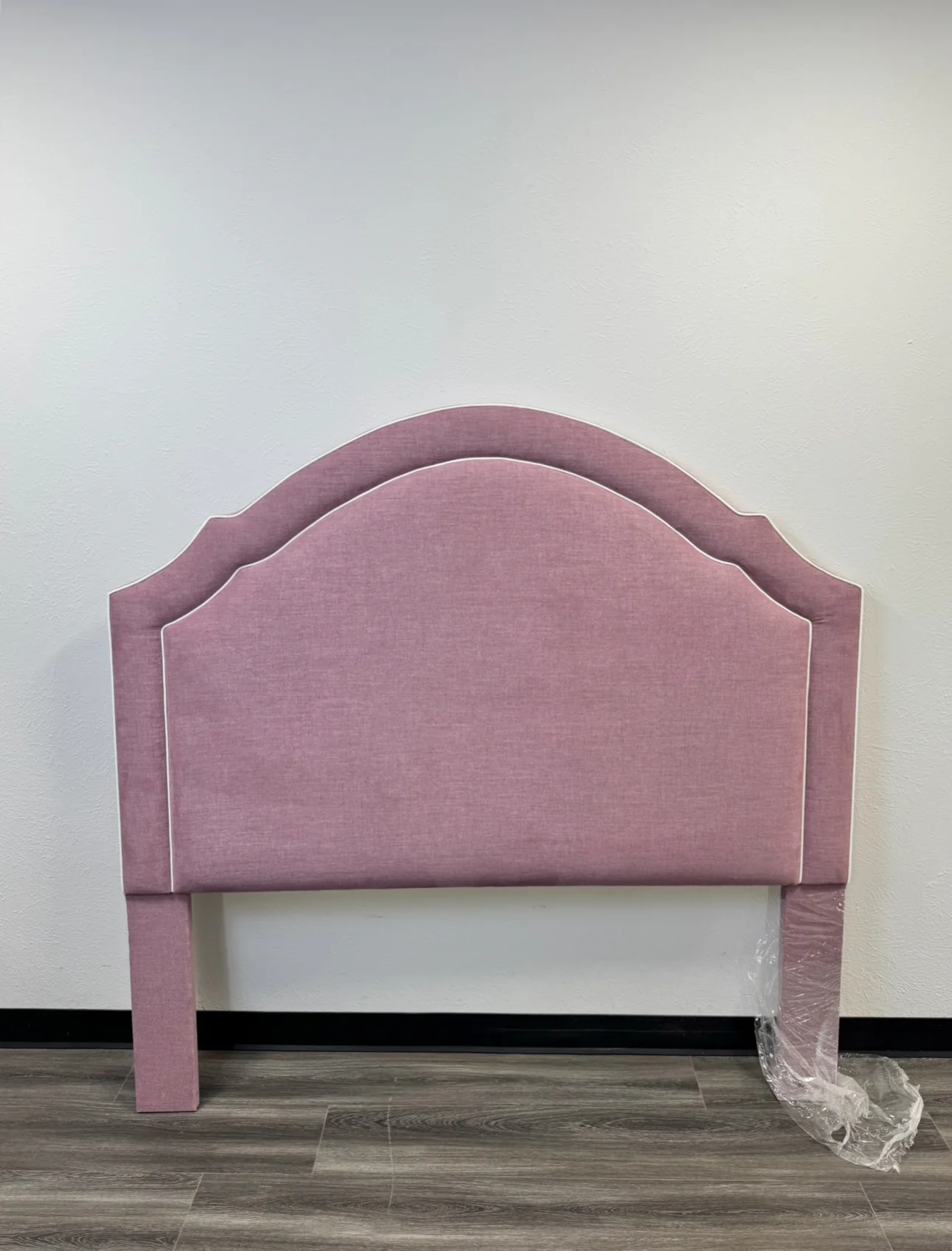 65”H Queen Headboard in Lavender Woven Fabric - White Trim - Image 4