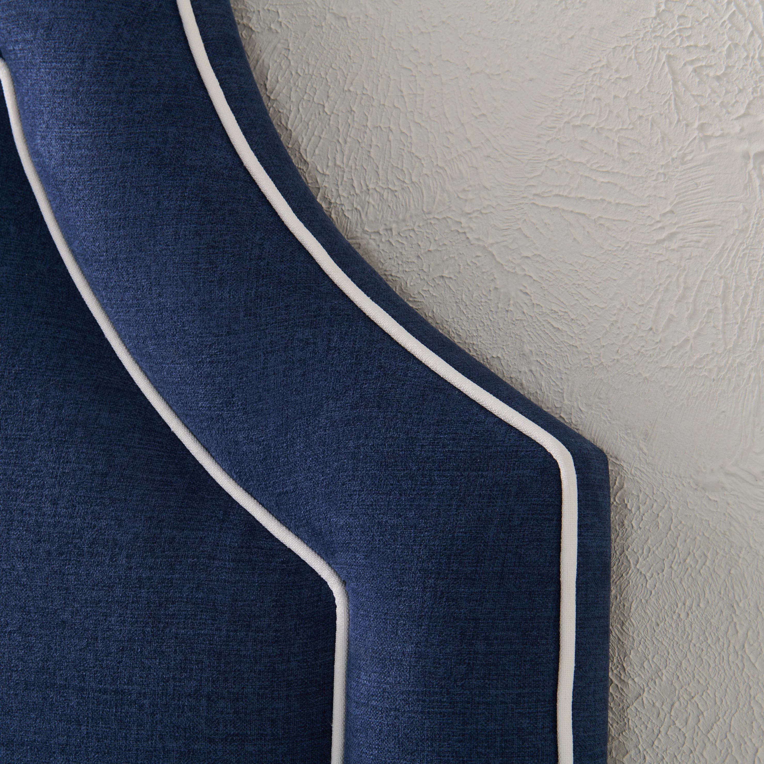 65” H Queen Headboard in Navy Woven Fabric - White Trim - Image 6