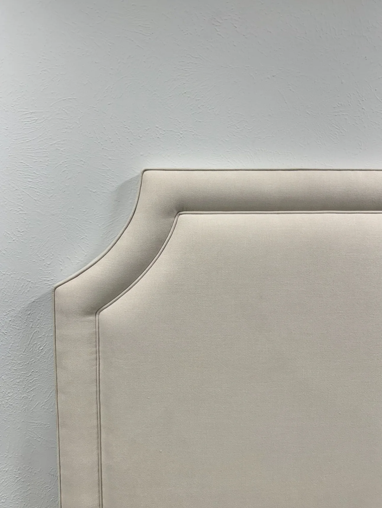 65” H King Headboard in Oatmeal Woven Fabric - Self Welting - Image 4