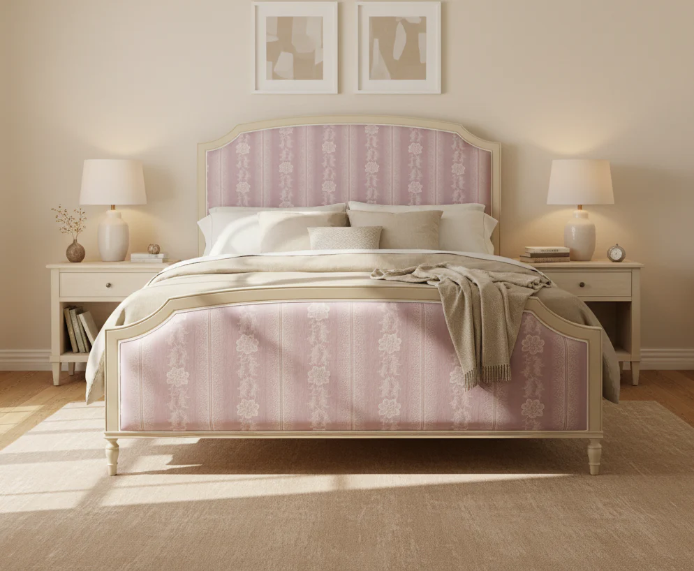 The Arabella King Platform Bed - Daphne Linen Fabric in Lilac - Image 2