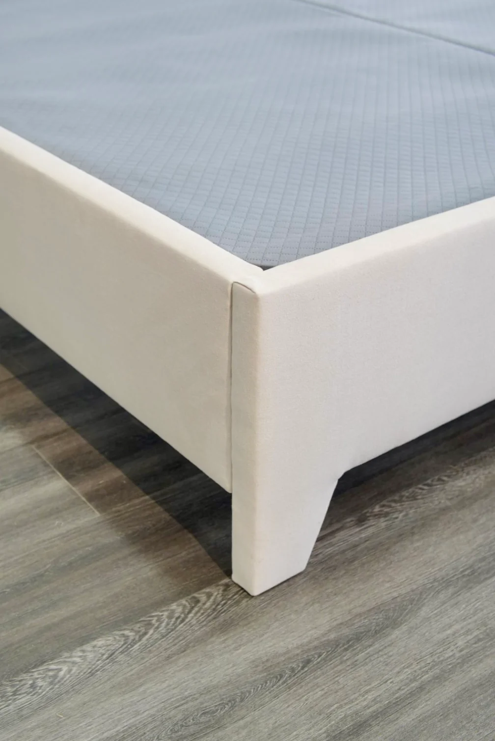 65" H King Platform Bed - Upholstered Legs - Beige Woven Fabric - Self Welted - Image 5