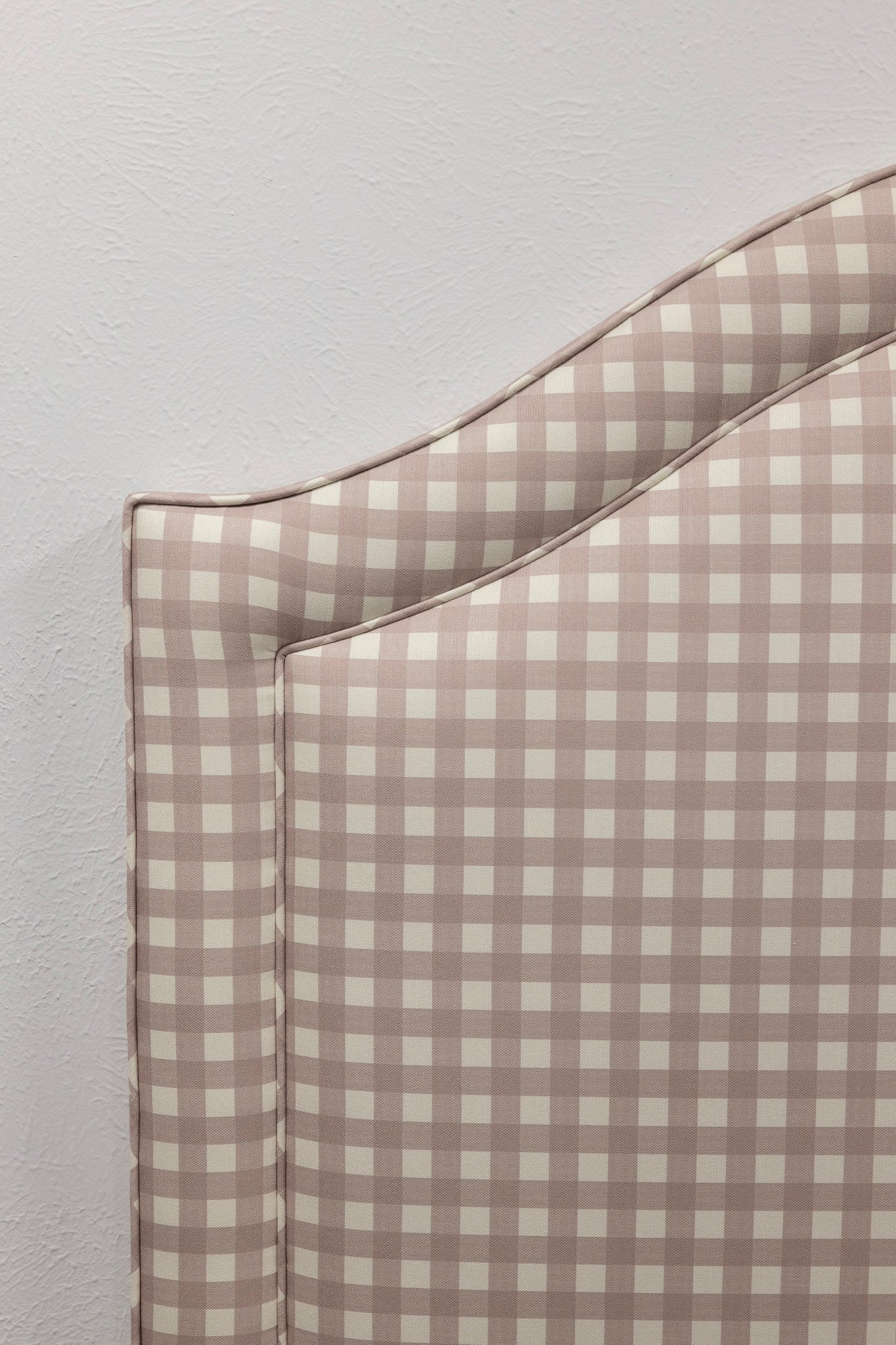 65”H Liliane Queen Headboard Only - Checkered Lilac Fabric - Self Welted - Image 4