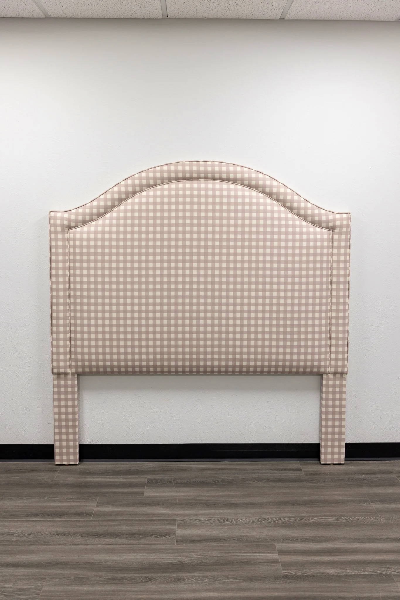65”H Liliane Queen Headboard Only - Checkered Lilac Fabric - Self Welted - Image 6