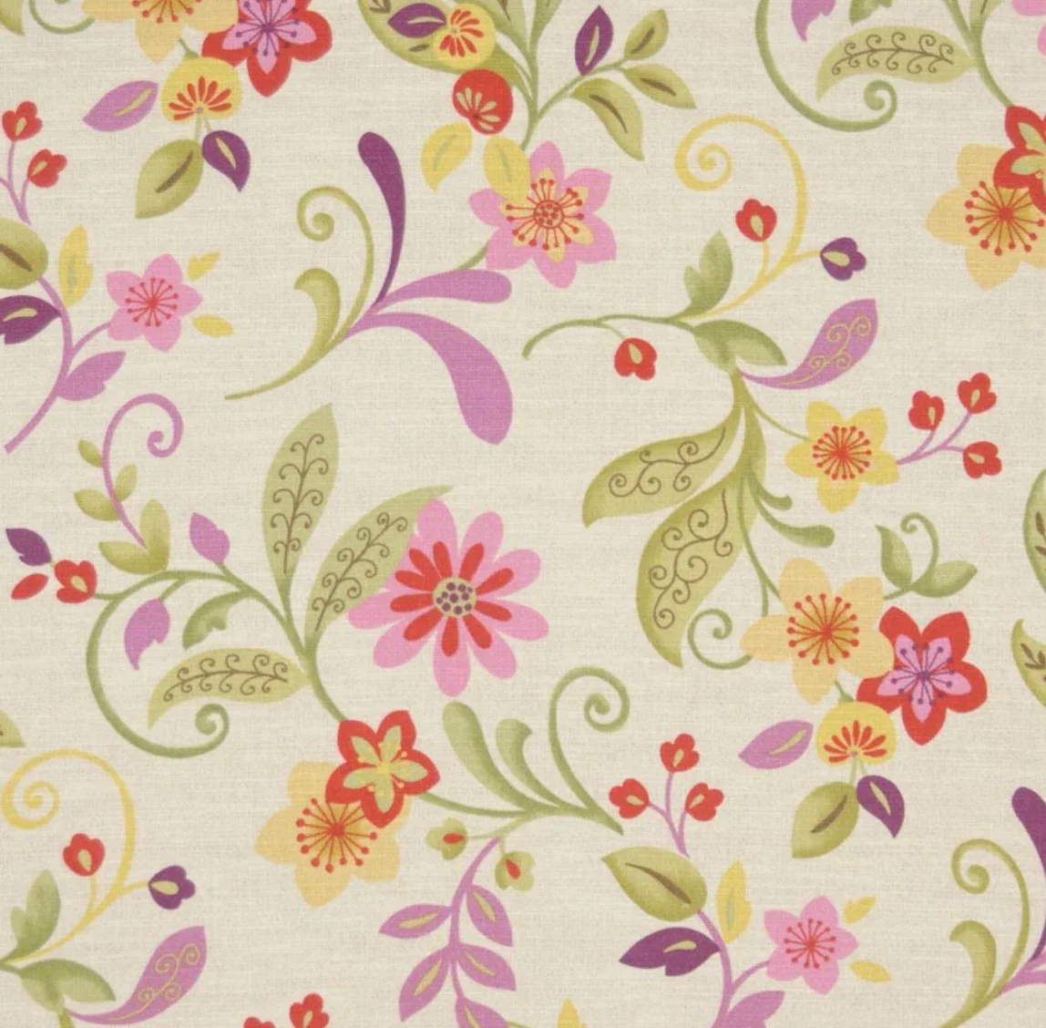 65" H Queen Headboard in  Floral Orchid Fabricut Fabric - Lavender Trim - Image 2
