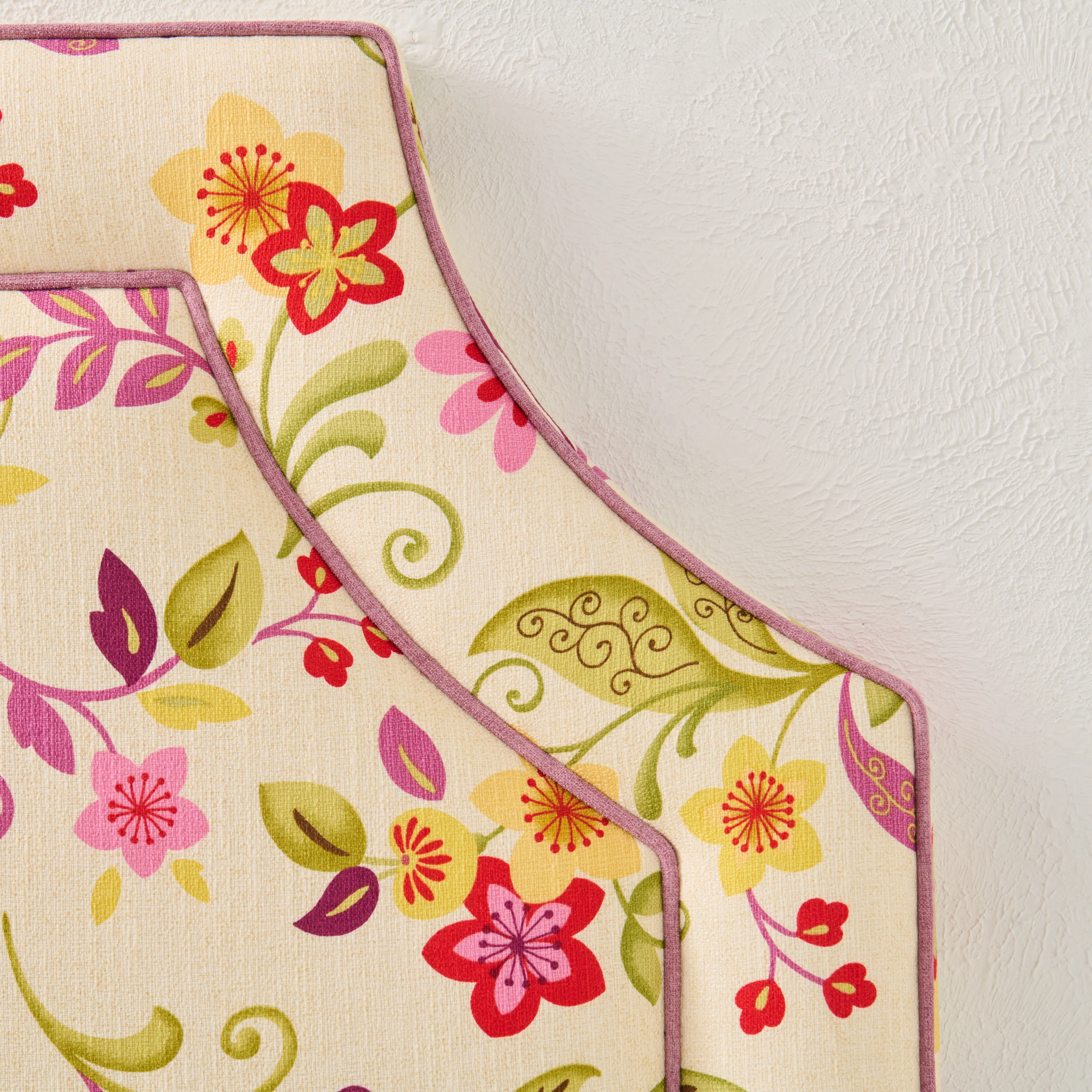 65" H Queen Headboard in  Floral Orchid Fabricut Fabric - Lavender Trim - Image 5