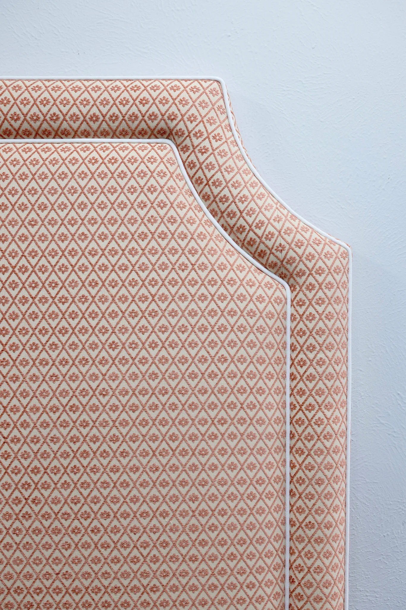 65" H Queen Headboard Rust Textured Fabric - White Trim - Image 3