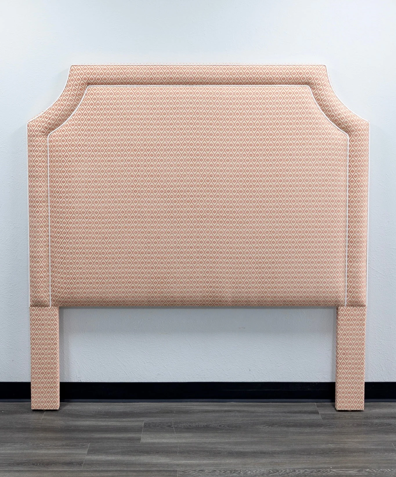 65" H Queen Headboard Rust Textured Fabric - White Trim - Image 4