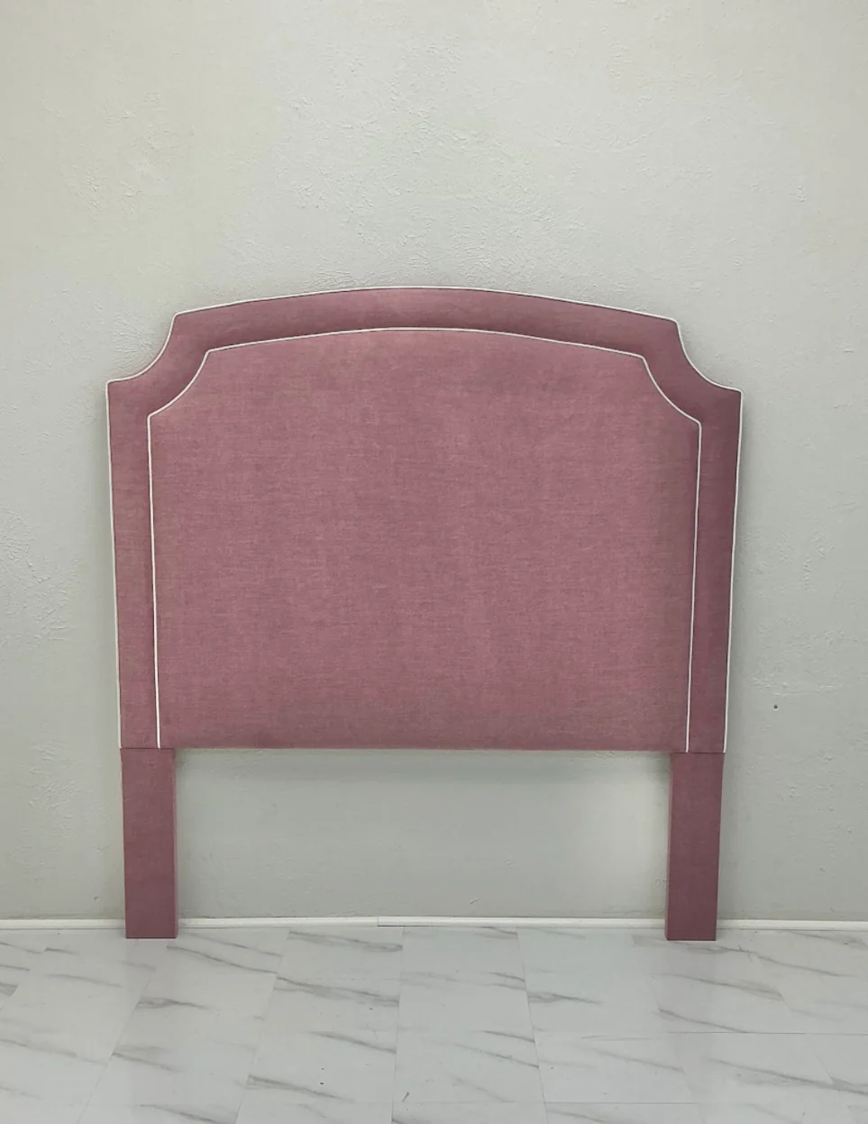 65"H Queen Headboard in Lavender Woven Fabric - White Trim - Image 3