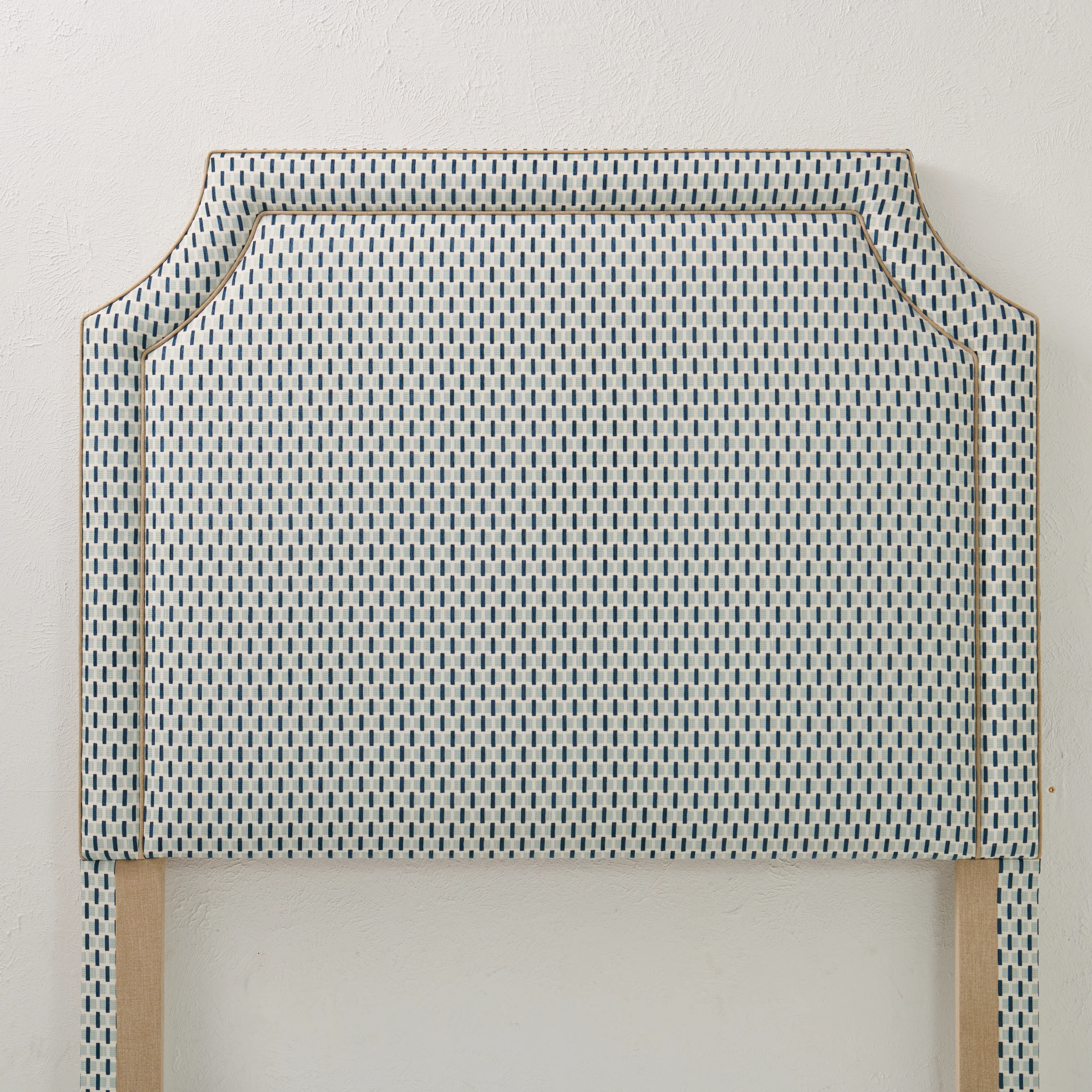65”H Queen Headboard Only - Chenille Jacquard - Mushroom Trim - Image 4