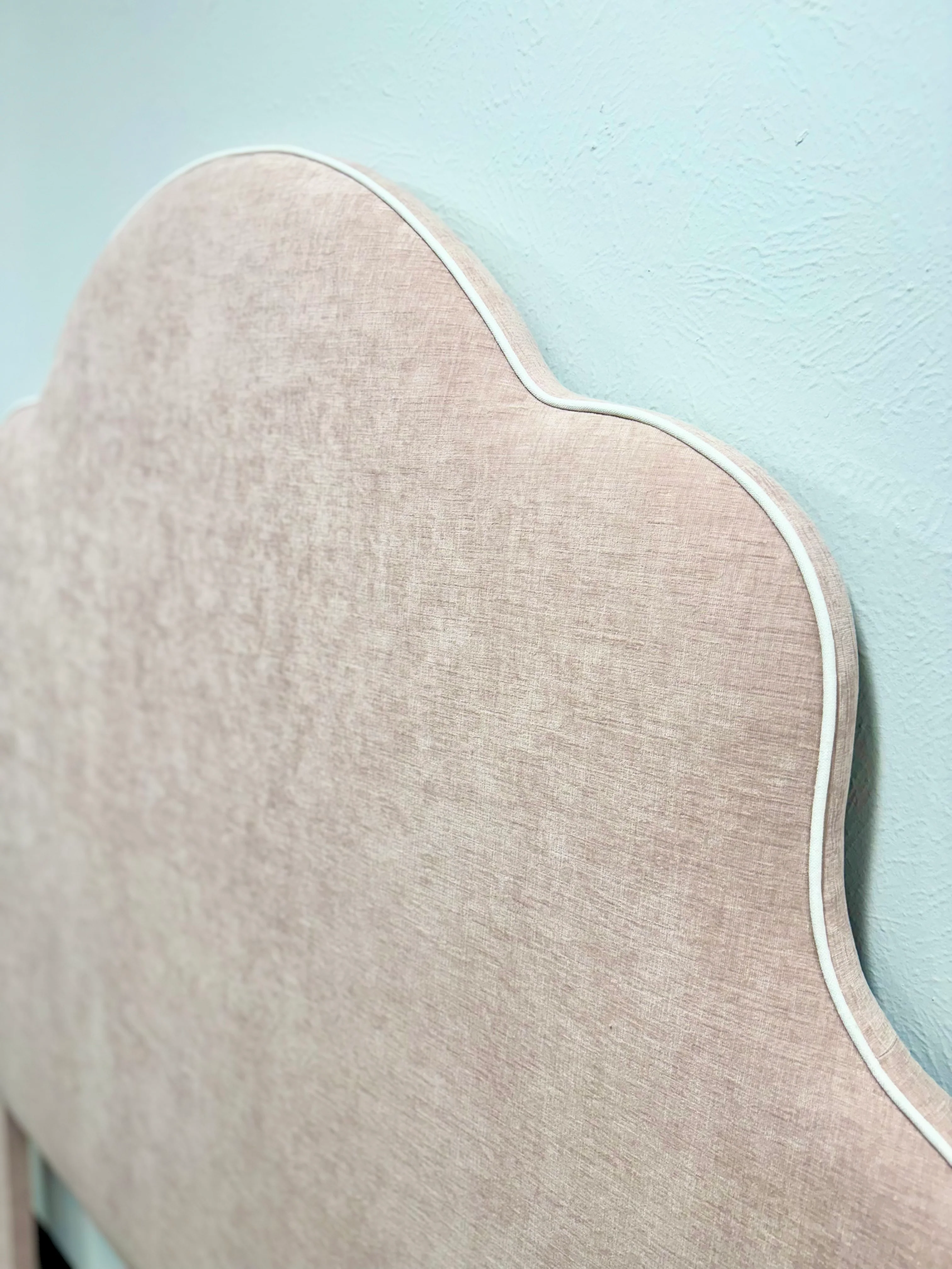 65”H Rachel Queen Headboard Only - Performance Pink Chenille Fabric - White Trim - Image 2