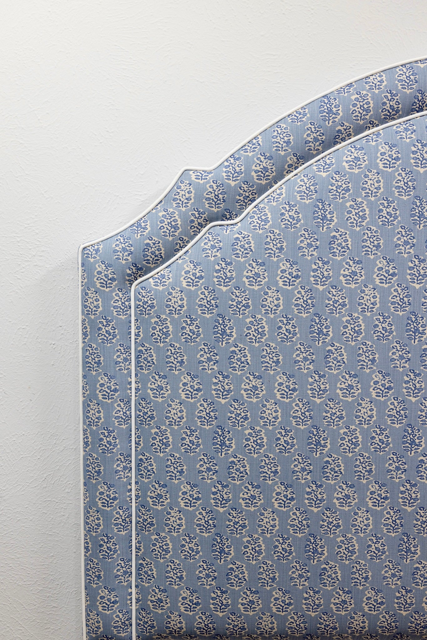 65”H Queen Headboard Only - Perry Floral Blue - White Trim - Image 2