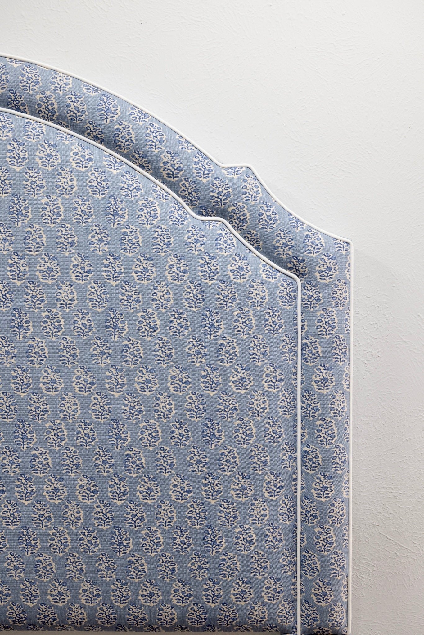 65”H Queen Headboard Only - Perry Floral Blue - White Trim - Image 5