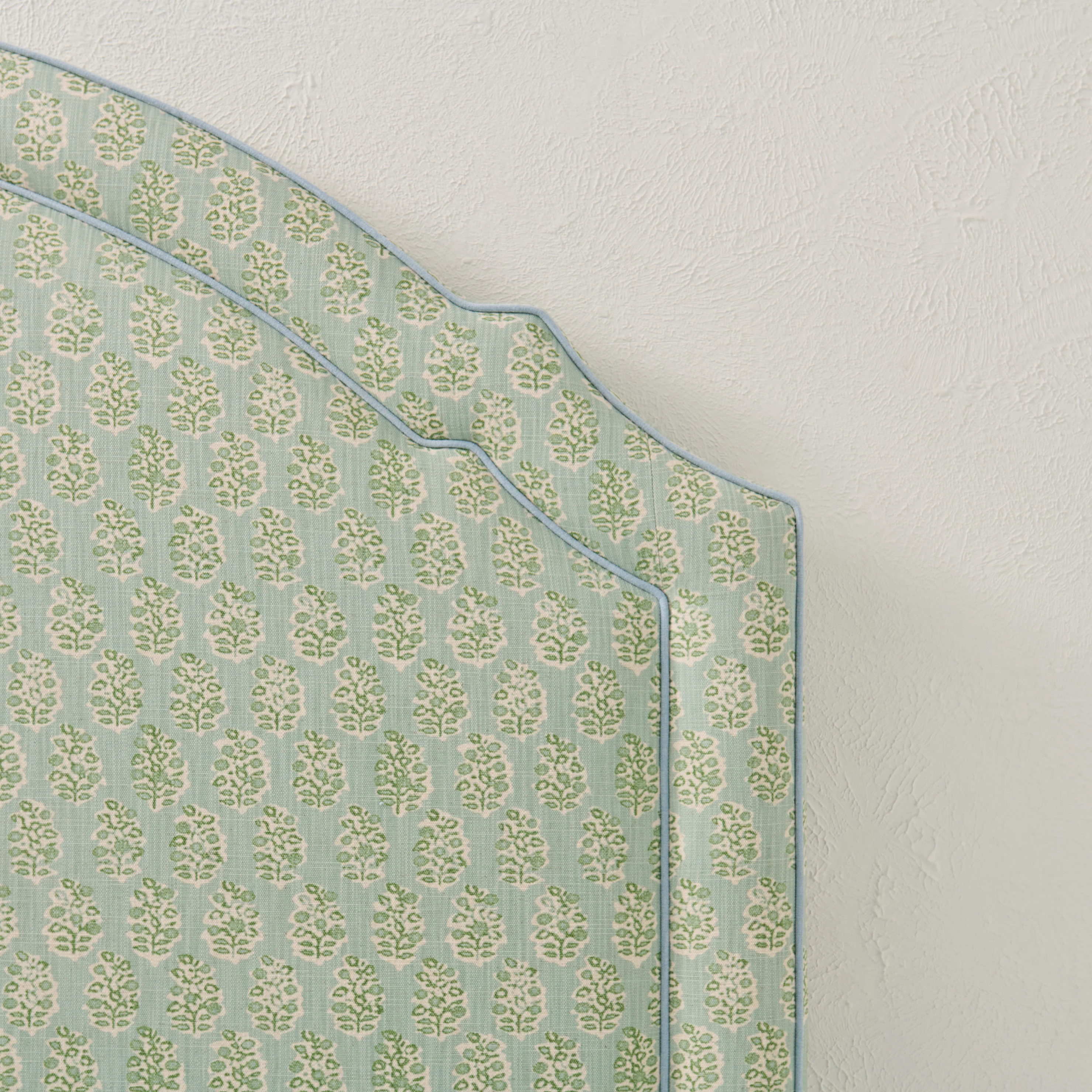 65” H Queen Headboard Only - Perry Floral Green - Sky Blue Trim - Image 4