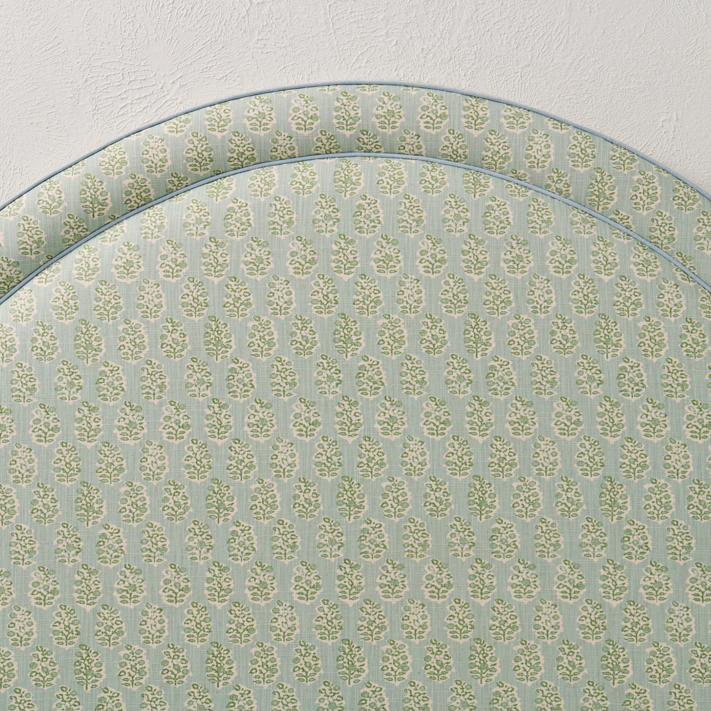 65” H Queen Headboard Only - Perry Floral Green - Sky Blue Trim - Image 6
