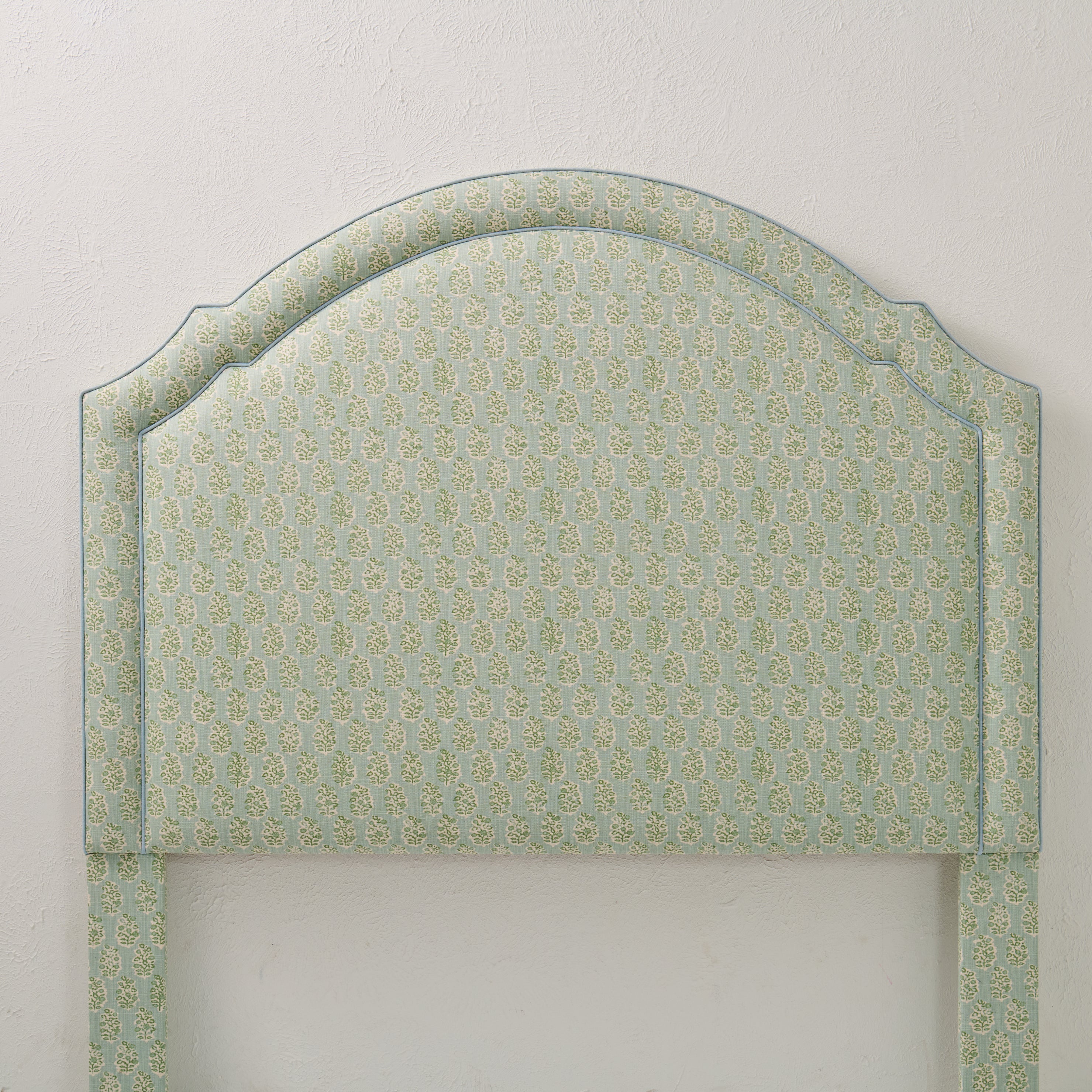 65” H Queen Headboard Only - Perry Floral Green - Sky Blue Trim - Image 7