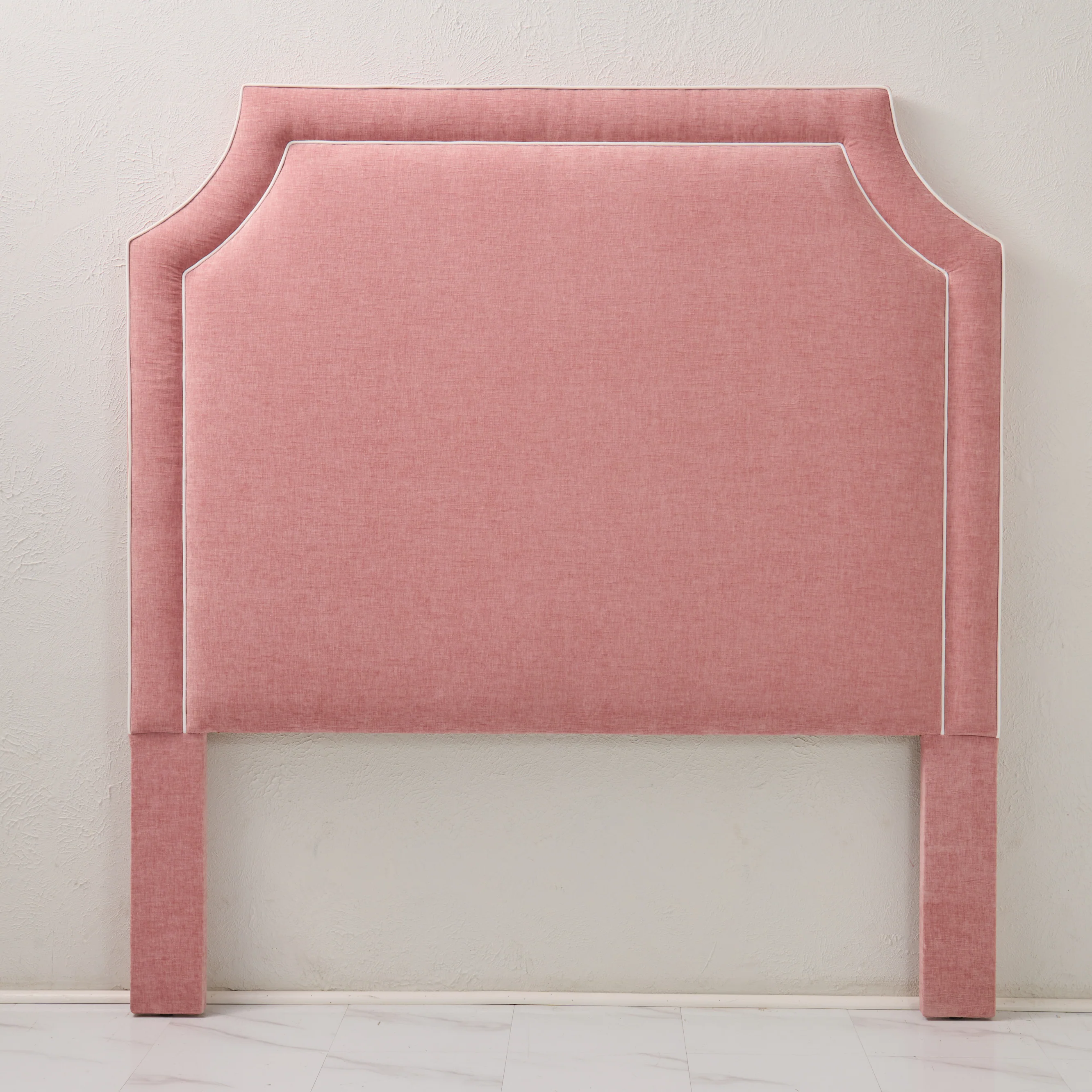 65" H Queen Headboard Only - Petal Pink - White Trim - Image 5