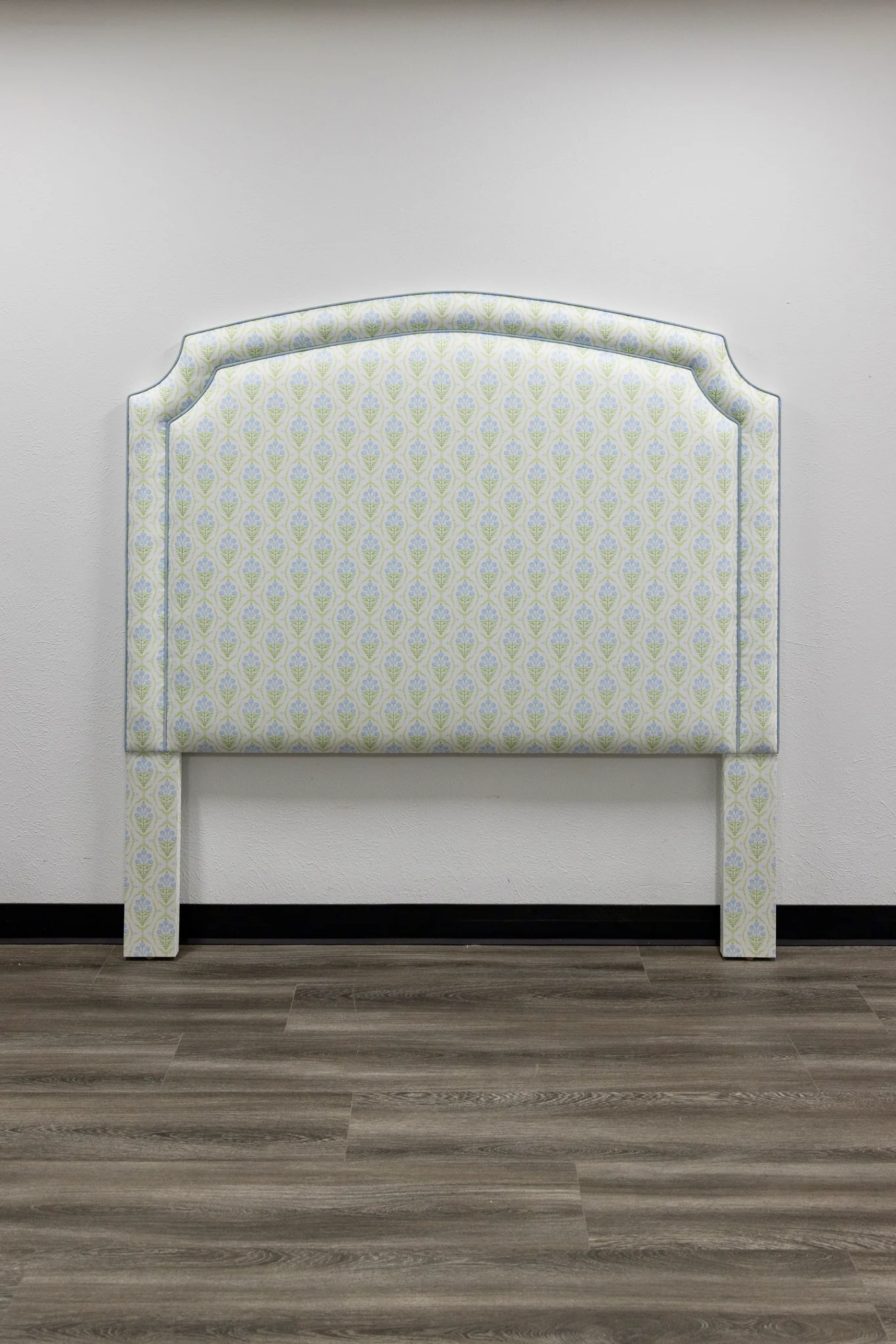 65â H Queen Headboard Only - Blue and Green Satin Fabric - Blue Trim - Image 6