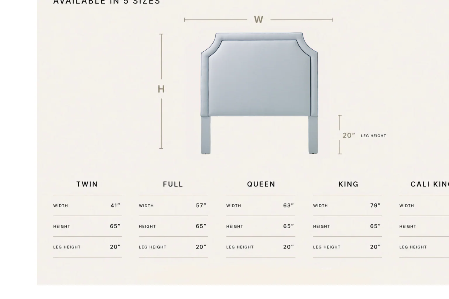 65”H Queen Headboard Only - Sky Blue Woven Fabric - Navy Trim - Image 4