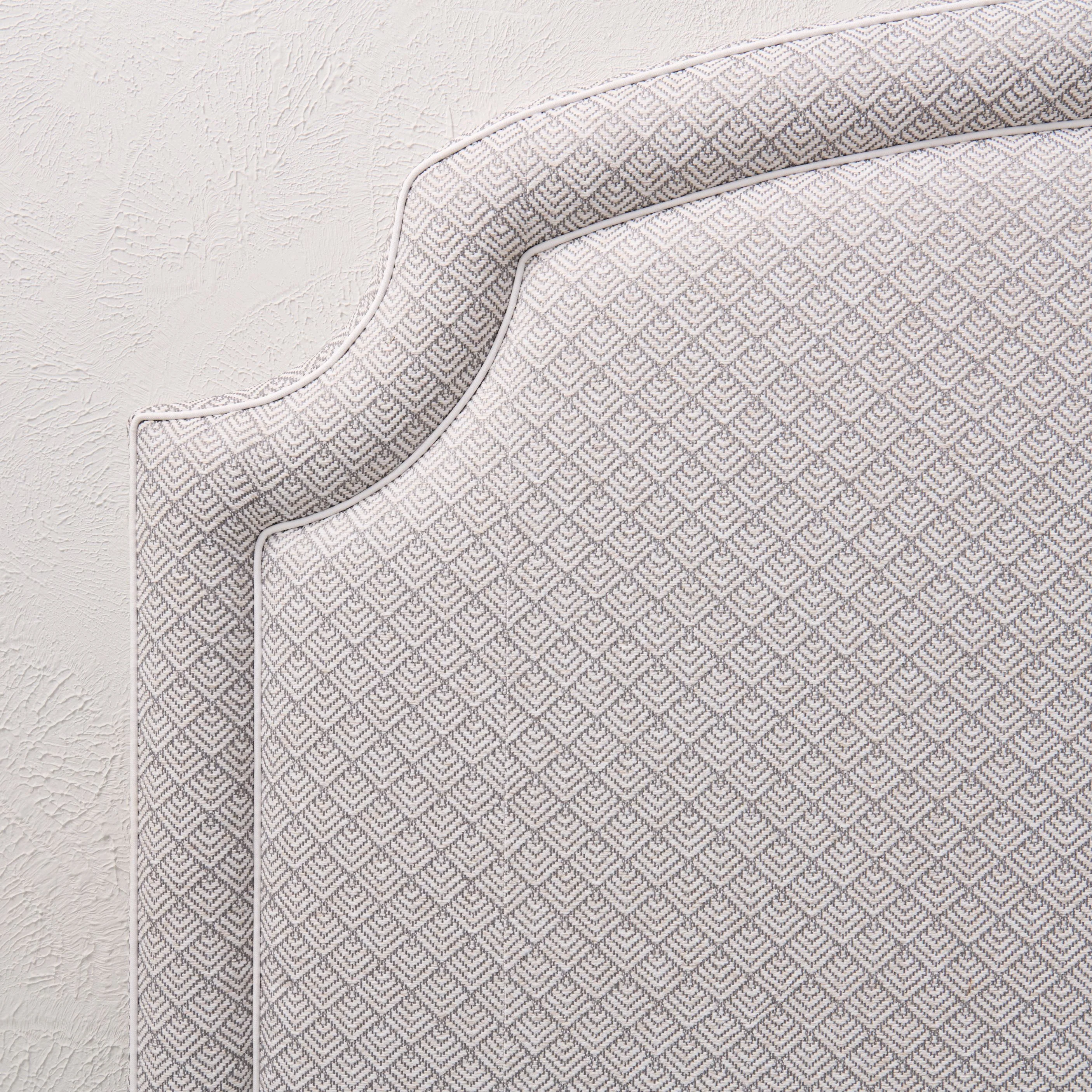 65”H King Headboard Only - Geometric Weave in Grey Fabric- White Trim - Image 3
