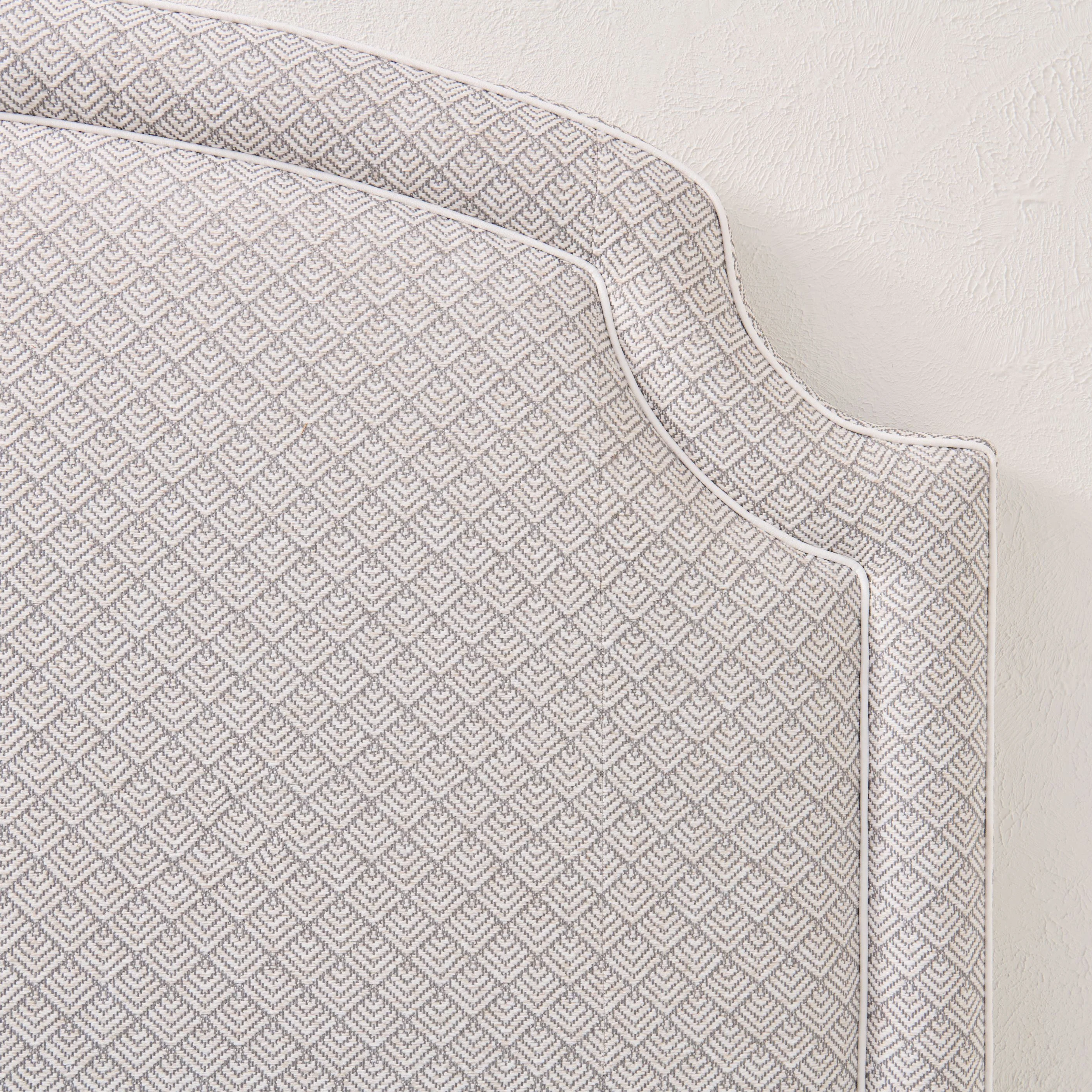 65”H King Headboard Only - Geometric Weave in Grey Fabric- White Trim - Image 4