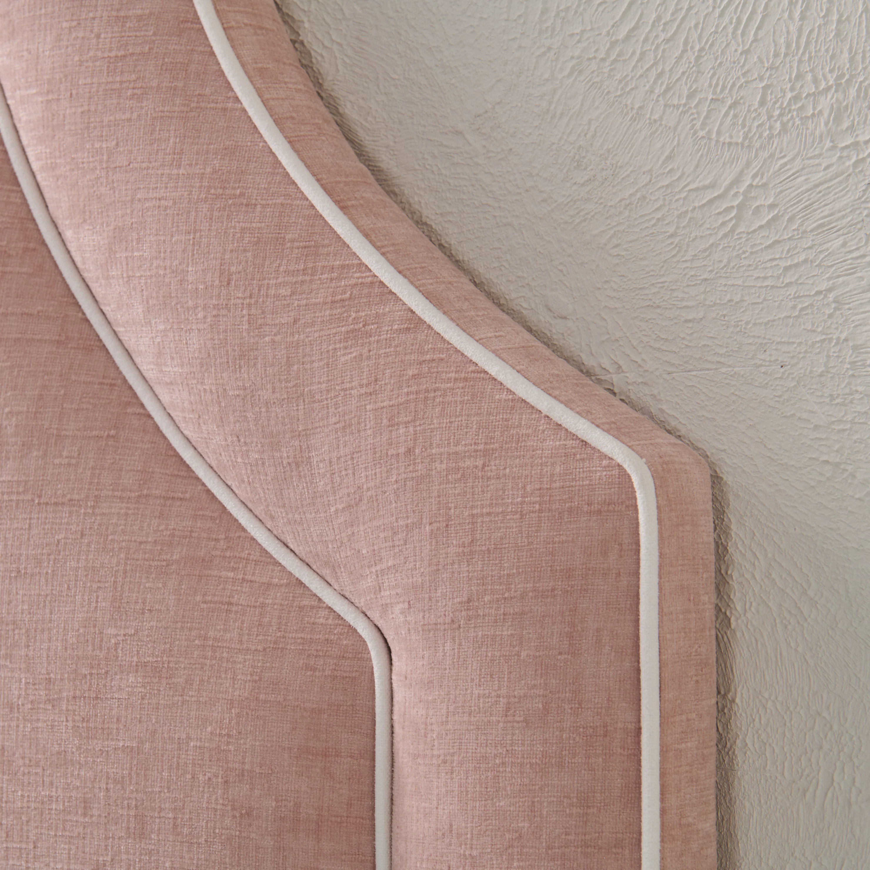 65" H Queen Headboard Pale Pink Performance Fabric - White Trim - Image 5