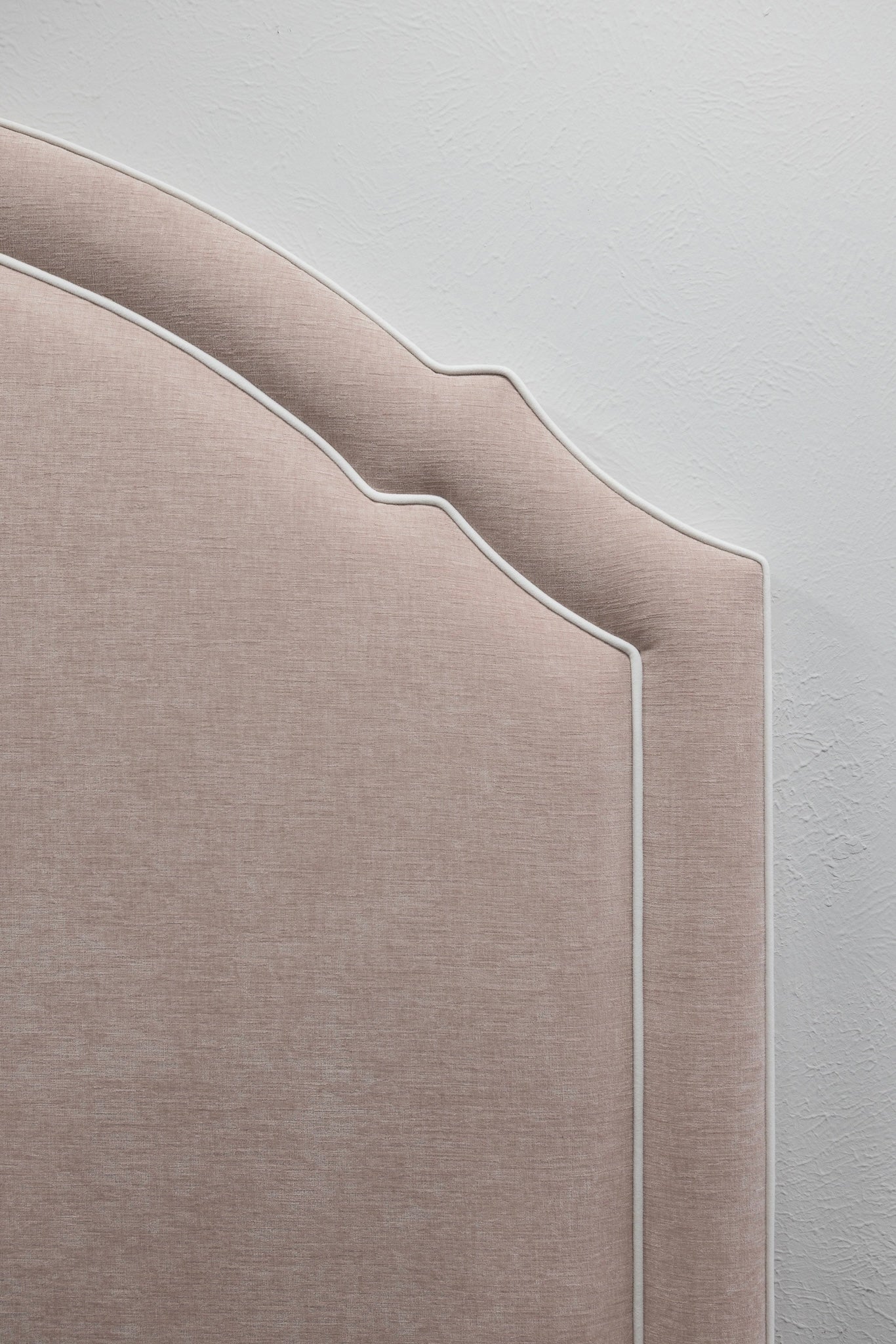65" H Queen Headboard Performance Pale Pink Chenille Fabric - White Trim - Image 2