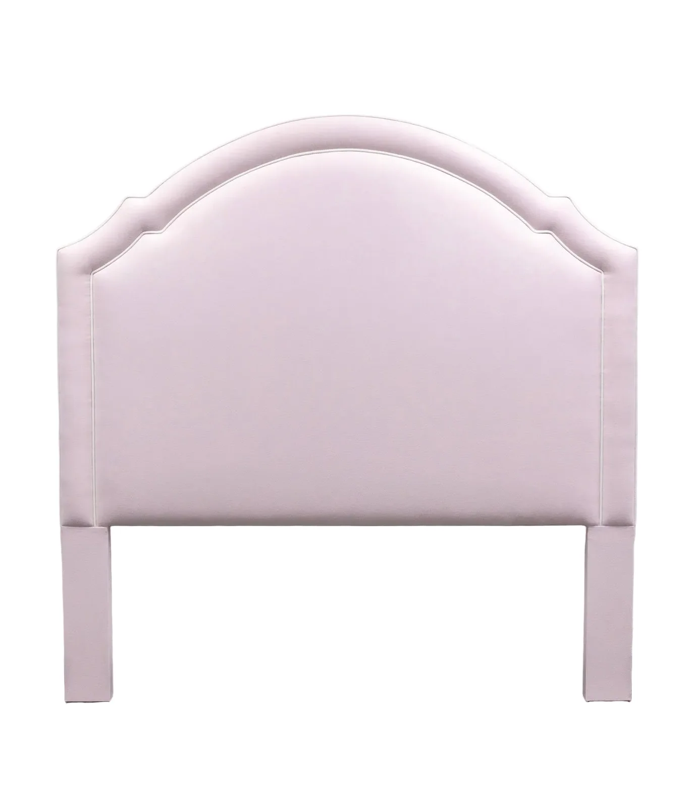 65" H Queen Headboard in Powder Pink Woven Fabric - White Trim