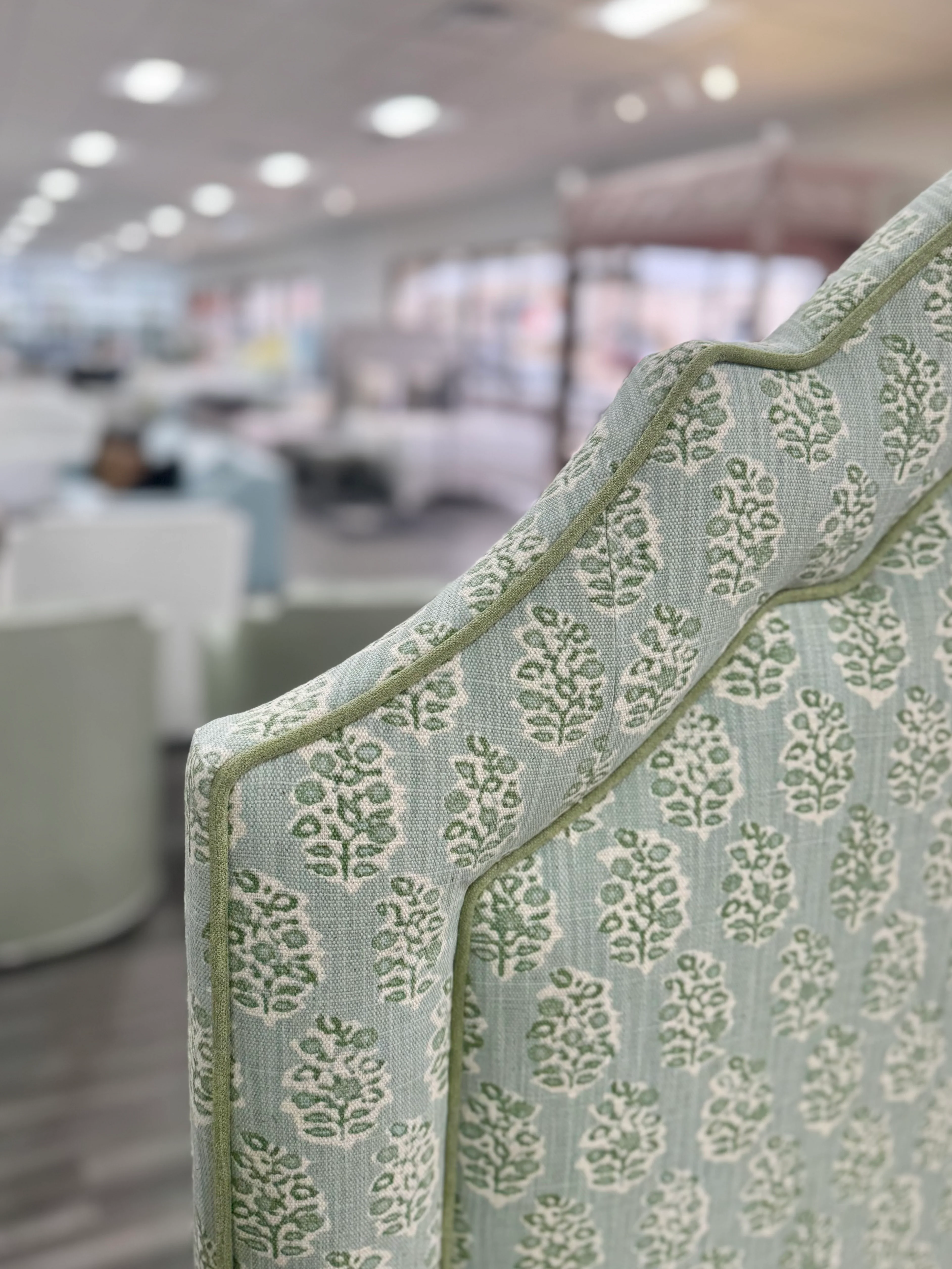 65”H Queen Platform Upholstered Bed - Perry Green Polyester Fabric with Green Trim - Image 5