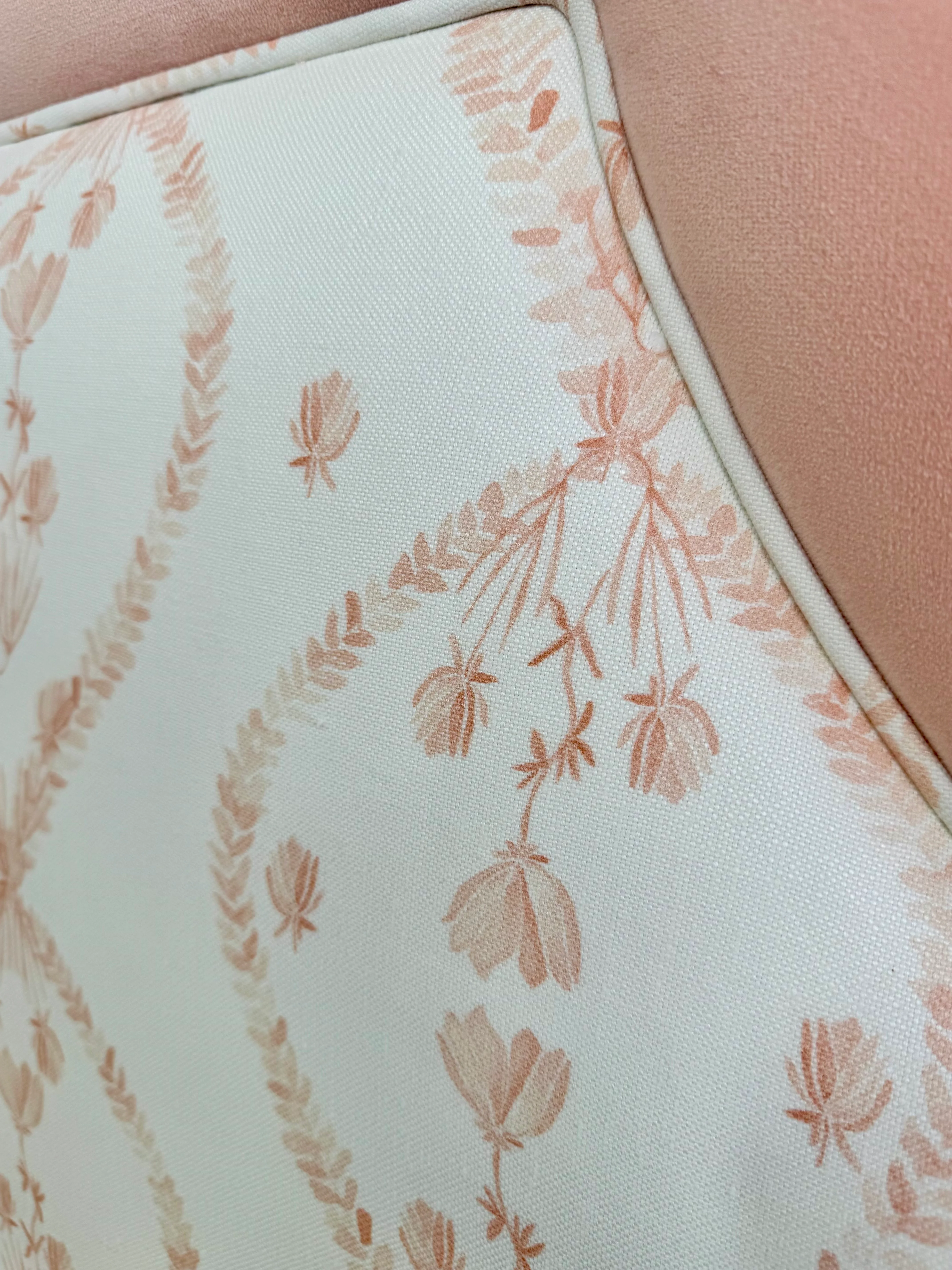 65”H Queen Upholstered Platform Bed - Flora Rust Linen Fabric - Velvet Contrast - Image 6