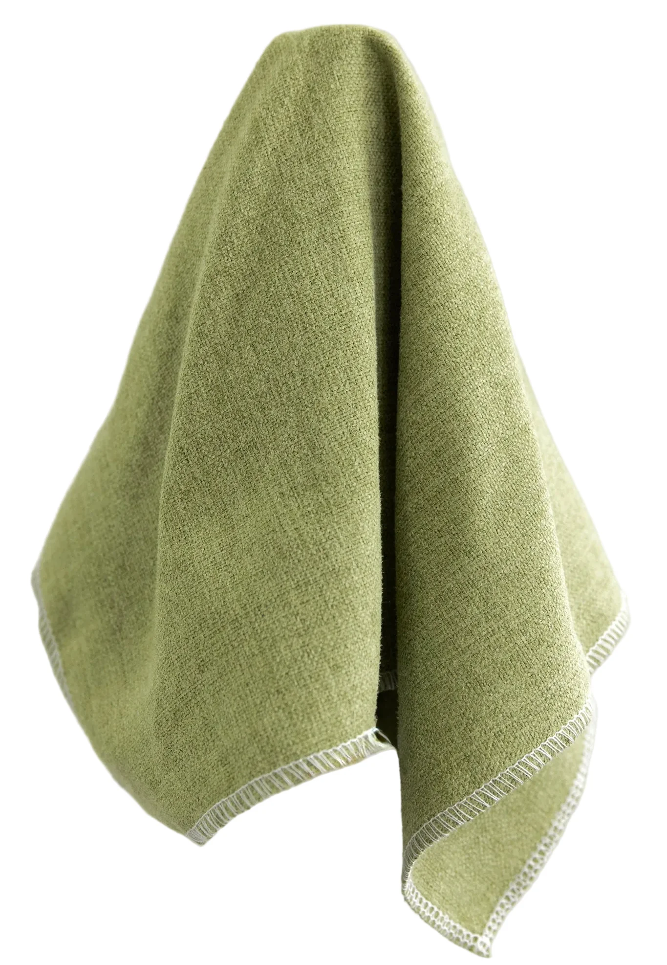 65”H King Upholstered Platform Bed - Scalloped Legs - Pistachio Green Woven Fabric with White Trim - Image 3