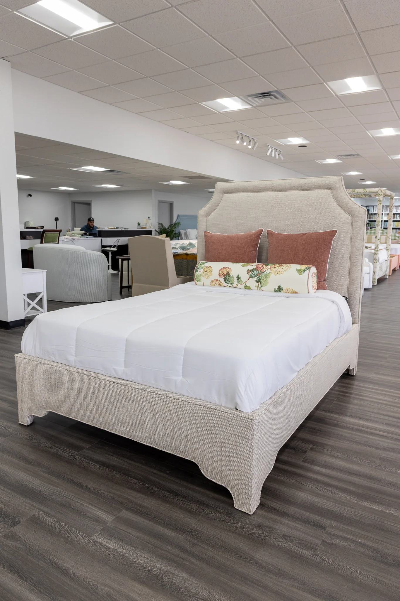 65āH Queen Upholstered Platform Bed - Scalloped Legs - Performance Neutral Fabric - Self Welted - Image 8