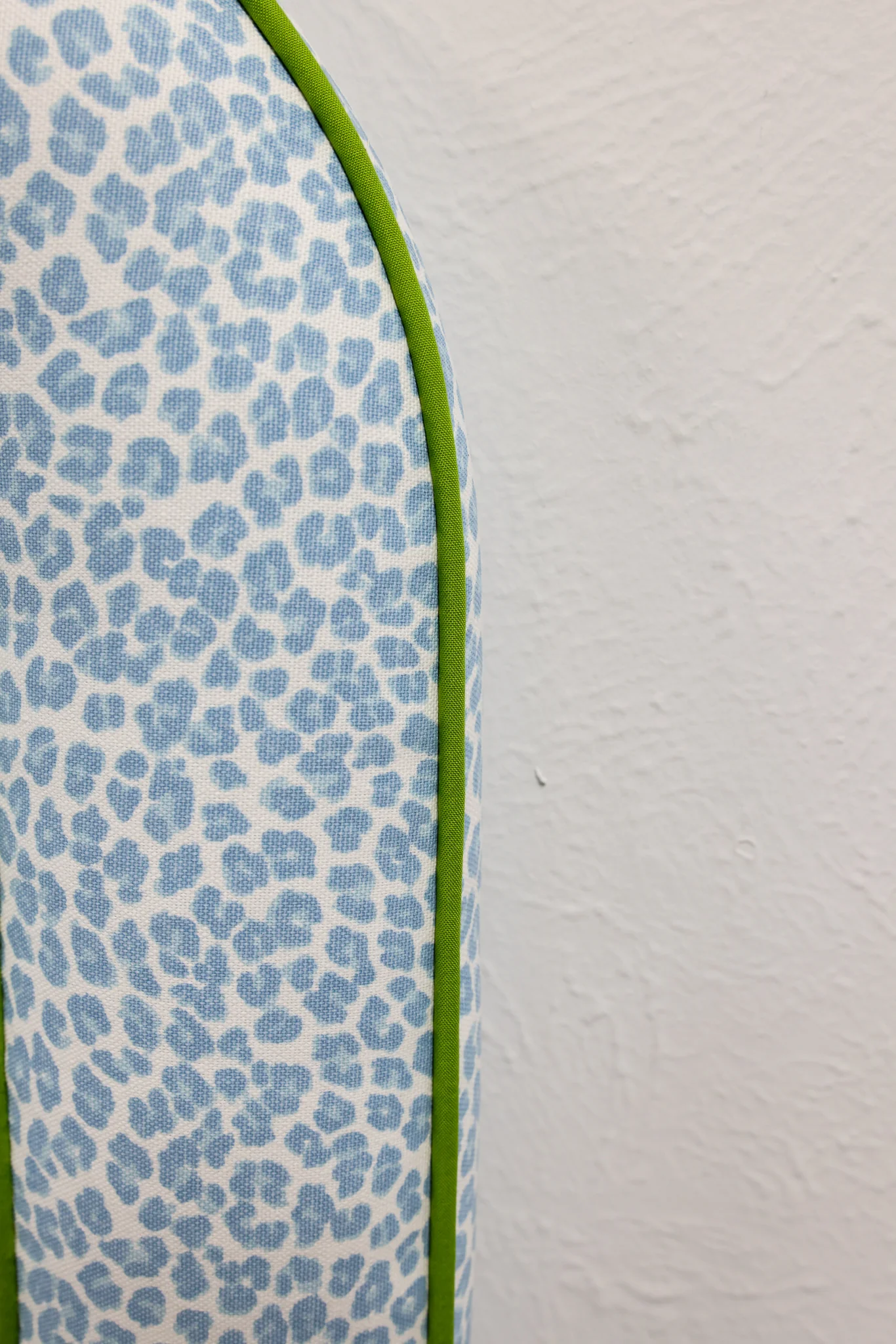 65" H Twin Headboard in Animal Print Fabric - Green Trim - Image 6