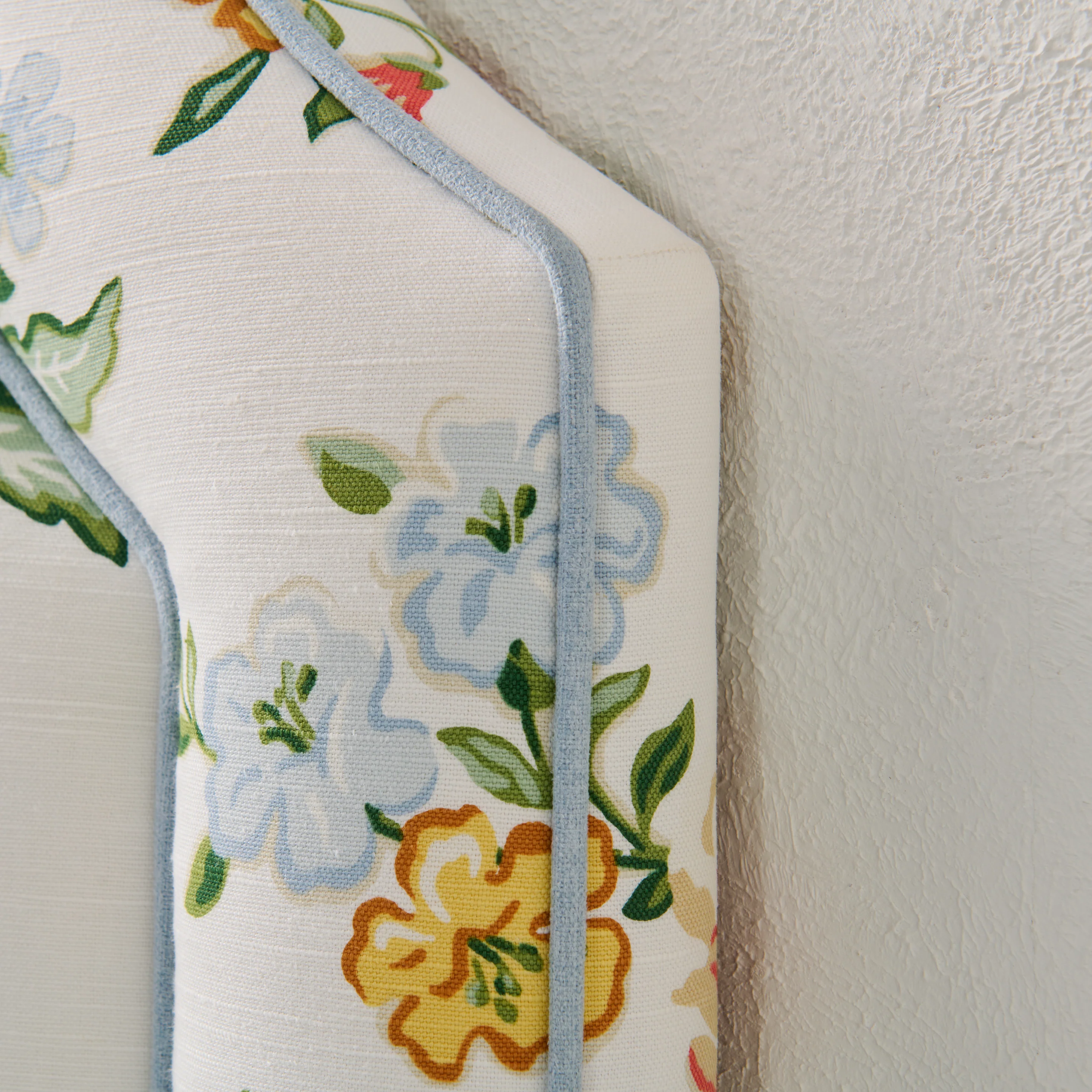 65”H Twin Headboard in Floral Bouquet Fabric from Fabricut - Blue Trim - Image 2
