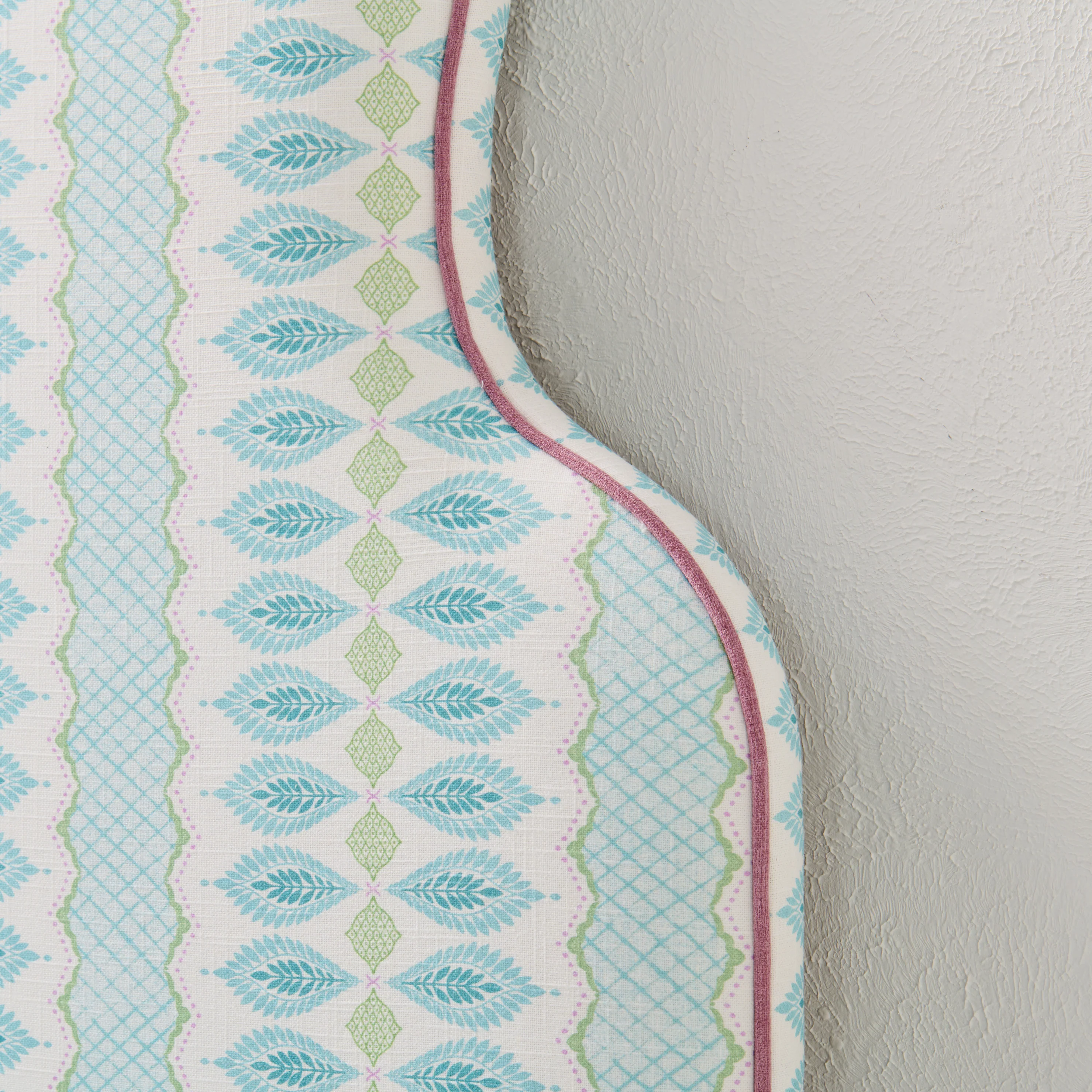 65" H Twin Headboard in Lillian August Print Fabric - Lavender Trim - Image 2