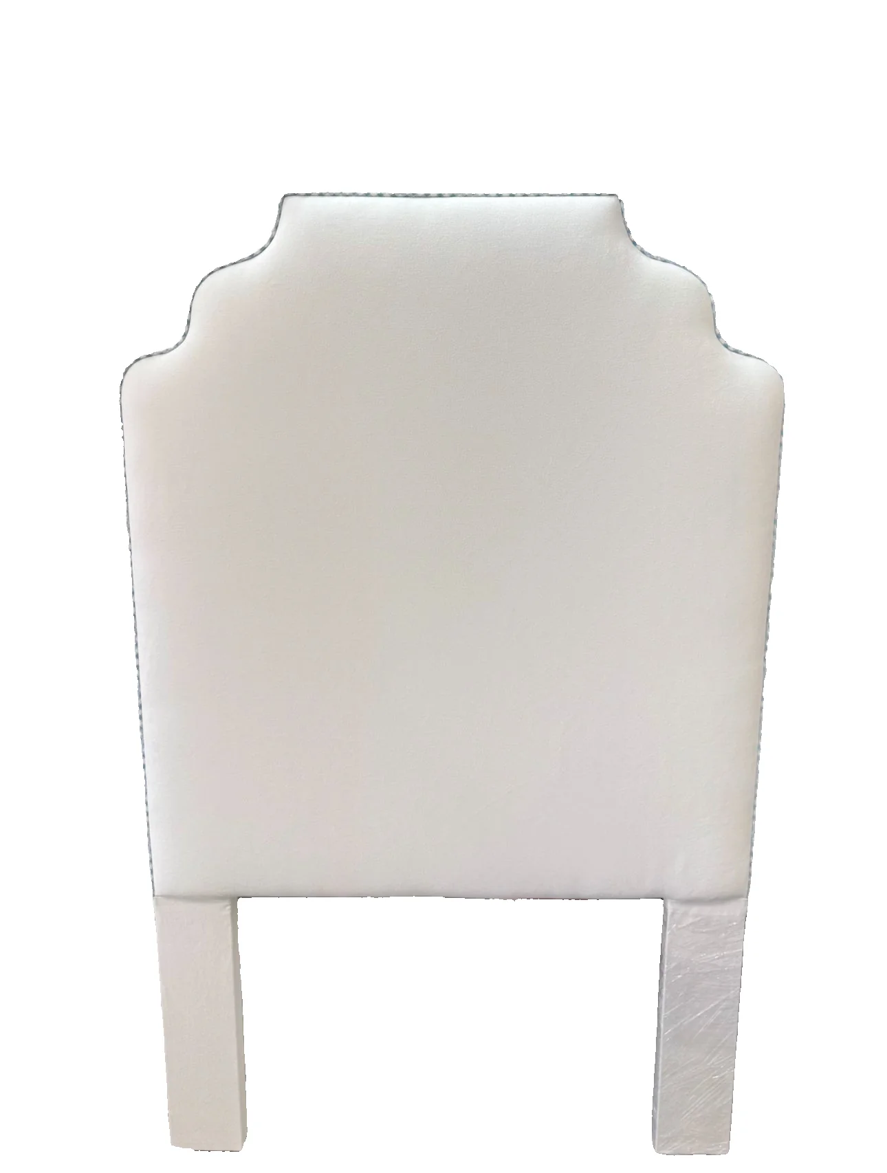 65" H Twin Headboard in White Linen - Blue Gingham Trim