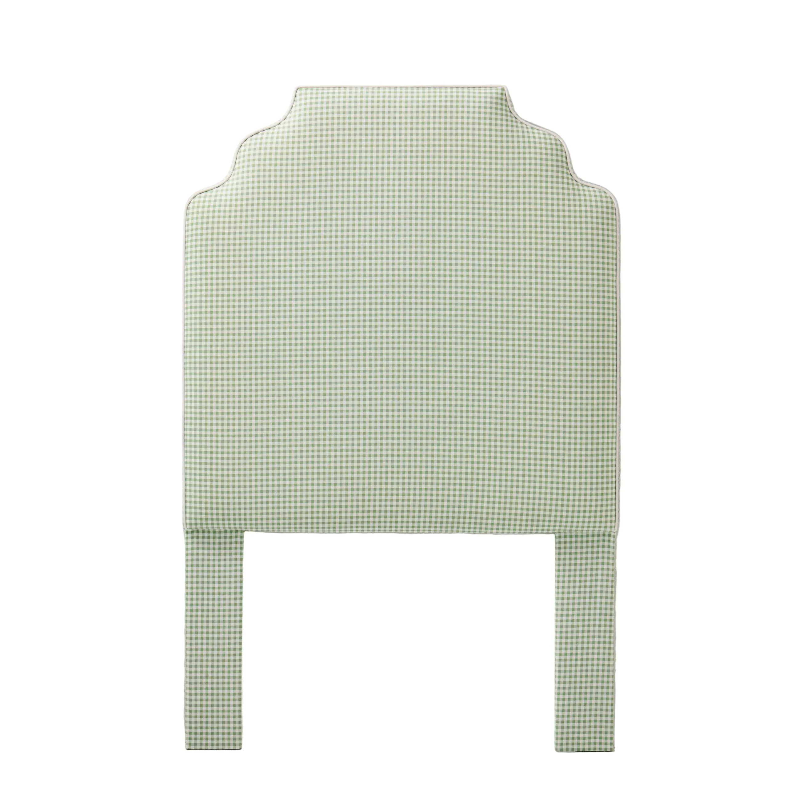 65āH Twin Headboard only - Green Gingham Fabric with White Trim