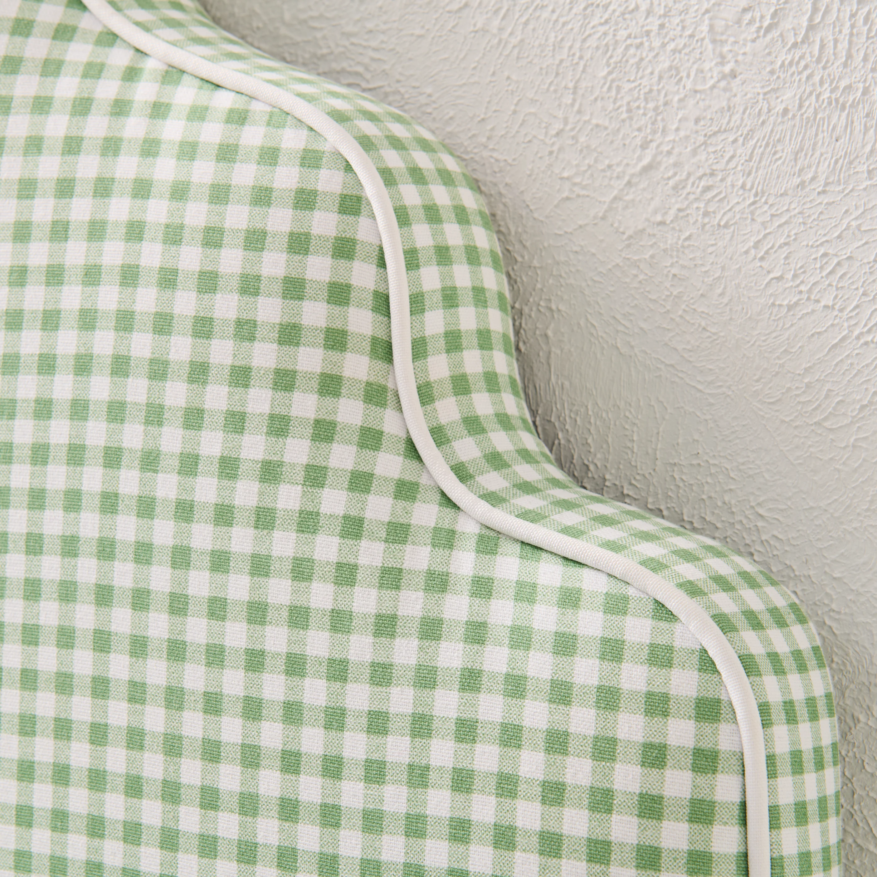 65āH Twin Headboard only - Green Gingham Fabric with White Trim - Image 2