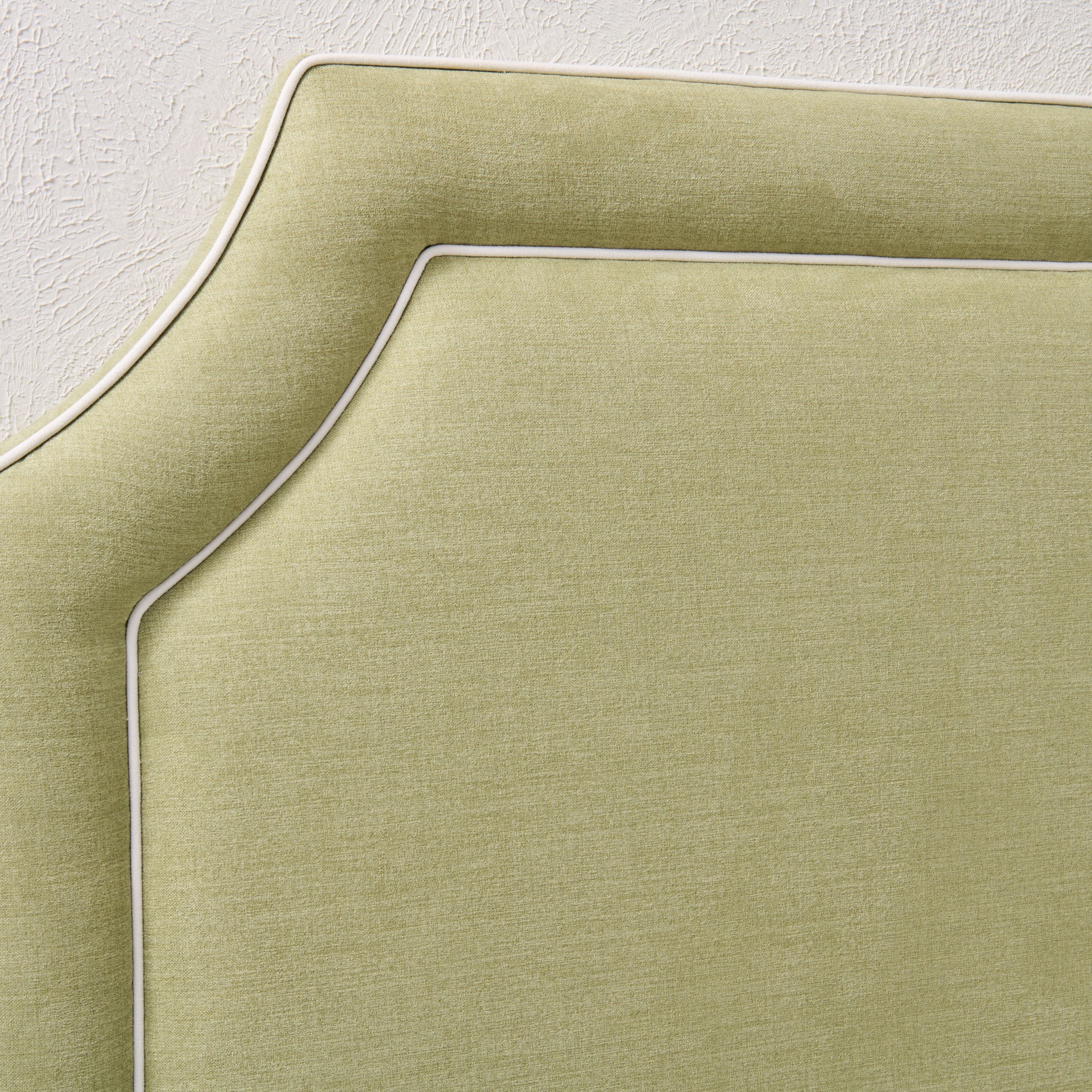 65”H Twin Headboard only - Pistachio Green Woven Fabric with White Trim - Image 6