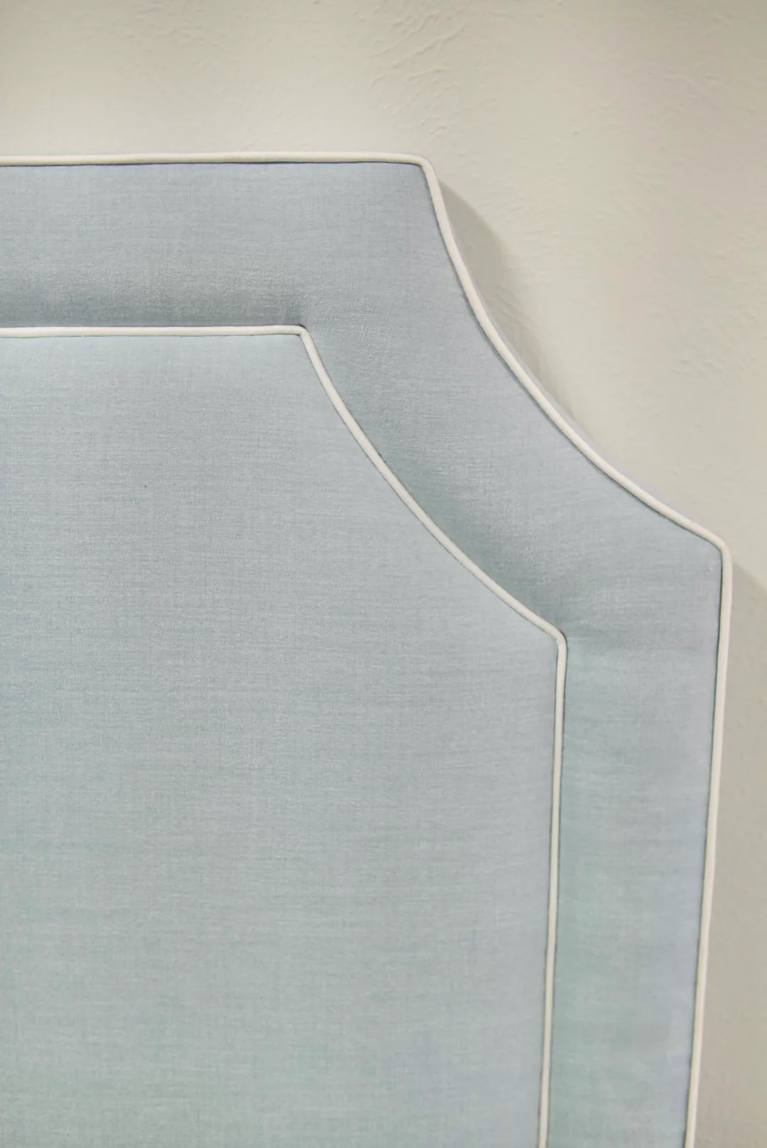 65”H Twin Headboard only - Sky Blue Woven Fabric with White Trim - Image 2