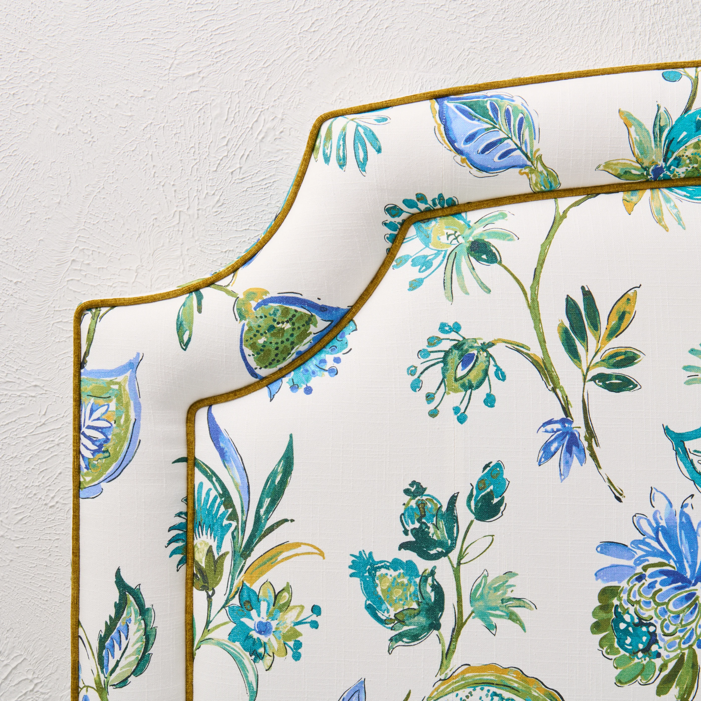 65"H King Headboard in Floral Bouquet Fabric - Contrast Trim - Image 4