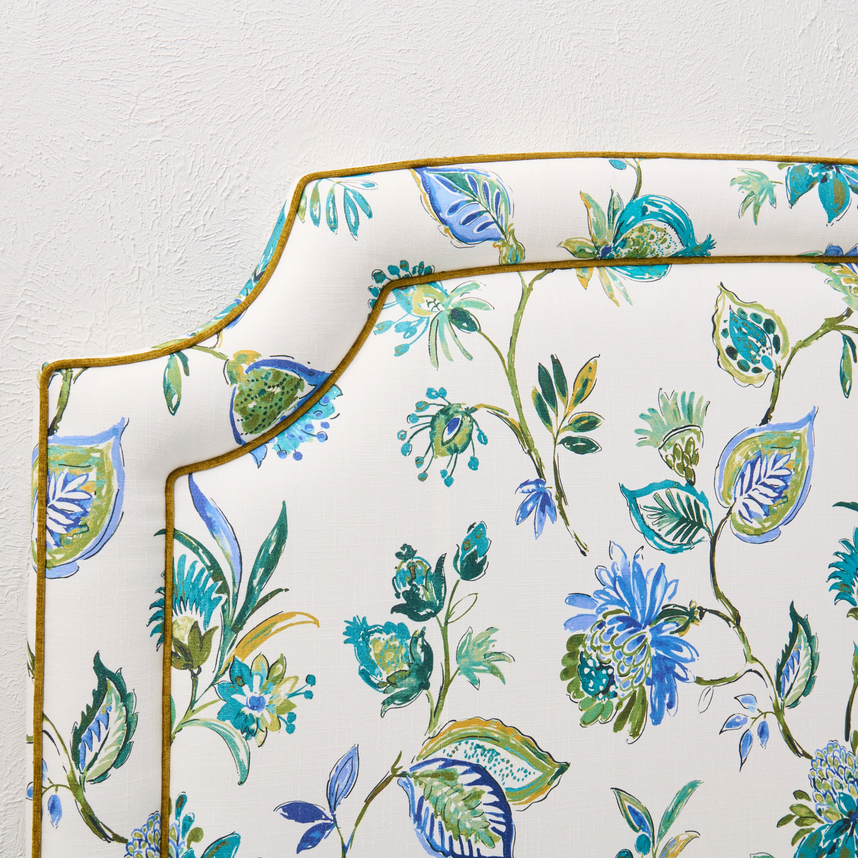 65"H King Headboard in Floral Bouquet Fabric - Contrast Trim - Image 5