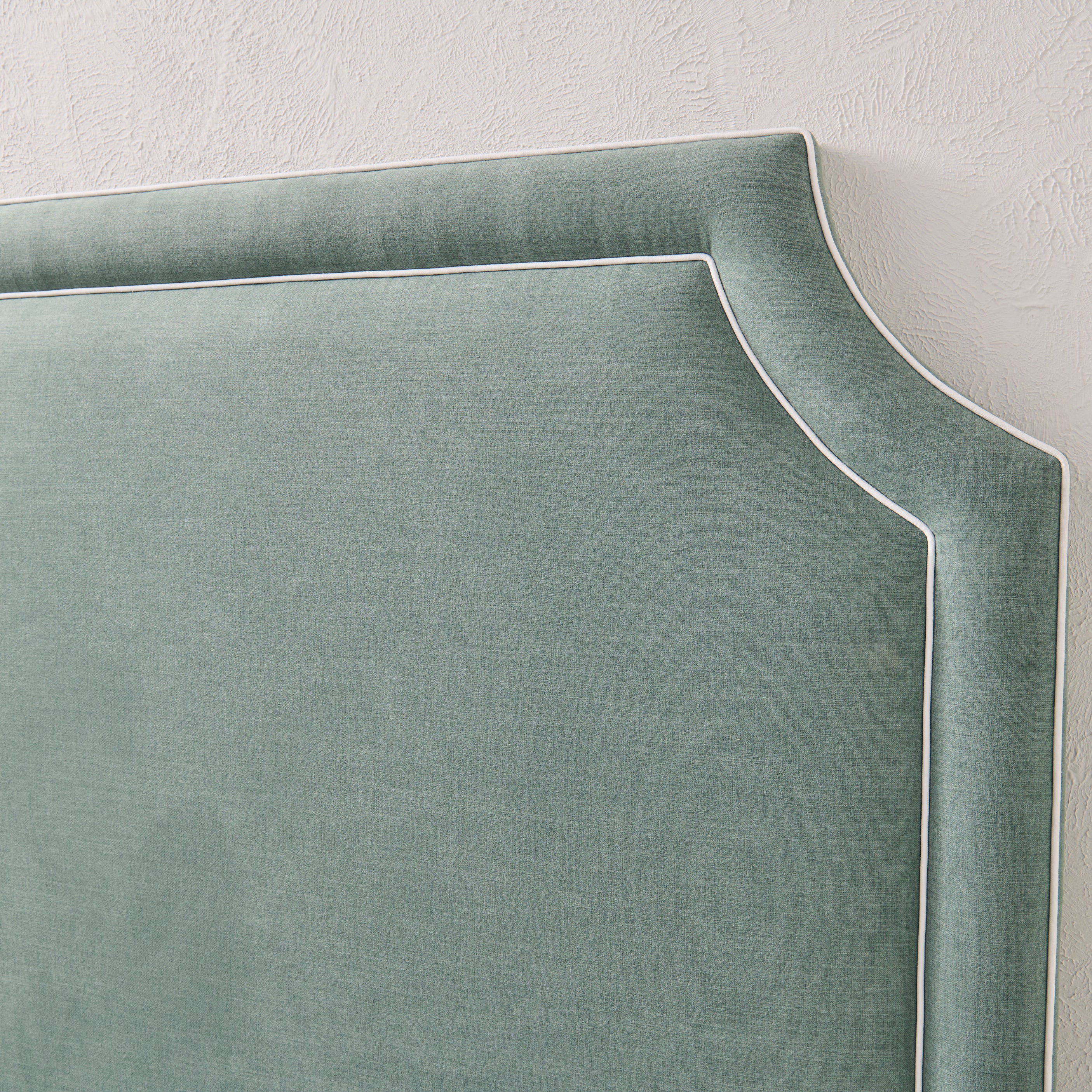 65"H King Headboard in Sage Woven Fabric - White Trim - Image 2