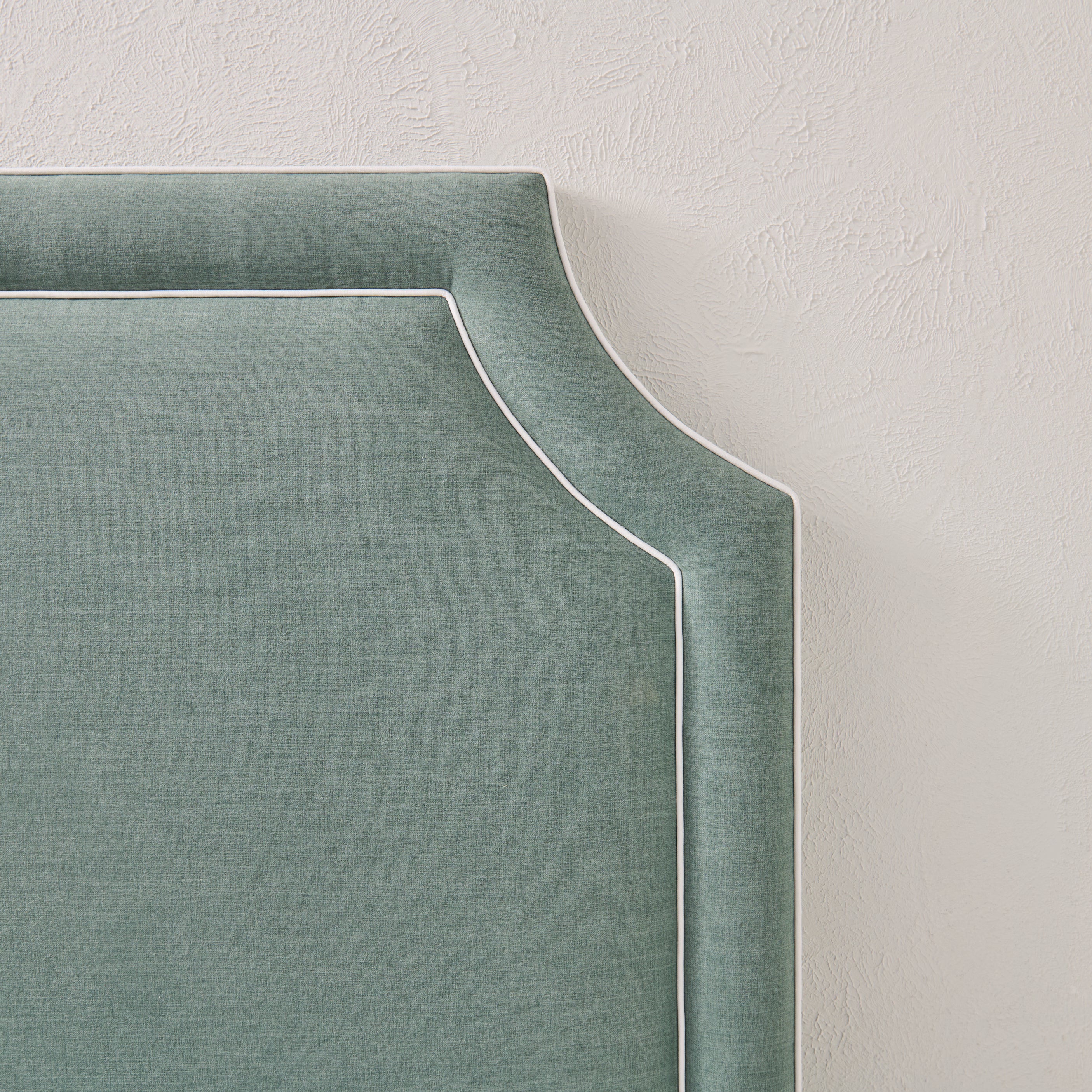 65"H King Headboard in Sage Woven Fabric - White Trim - Image 7