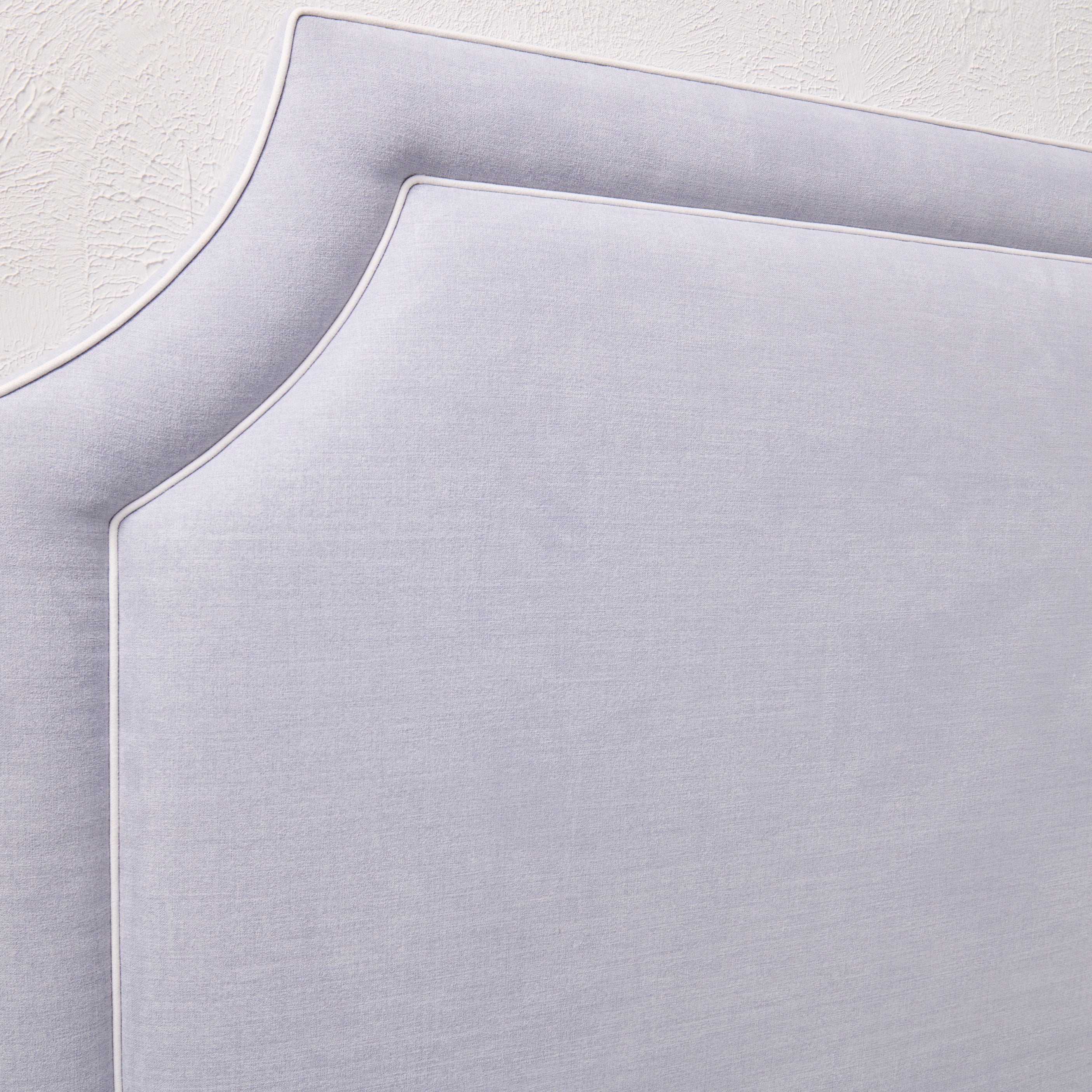 65"H King Headboard in Smoke Gray Woven Fabric - White Trim - Image 3