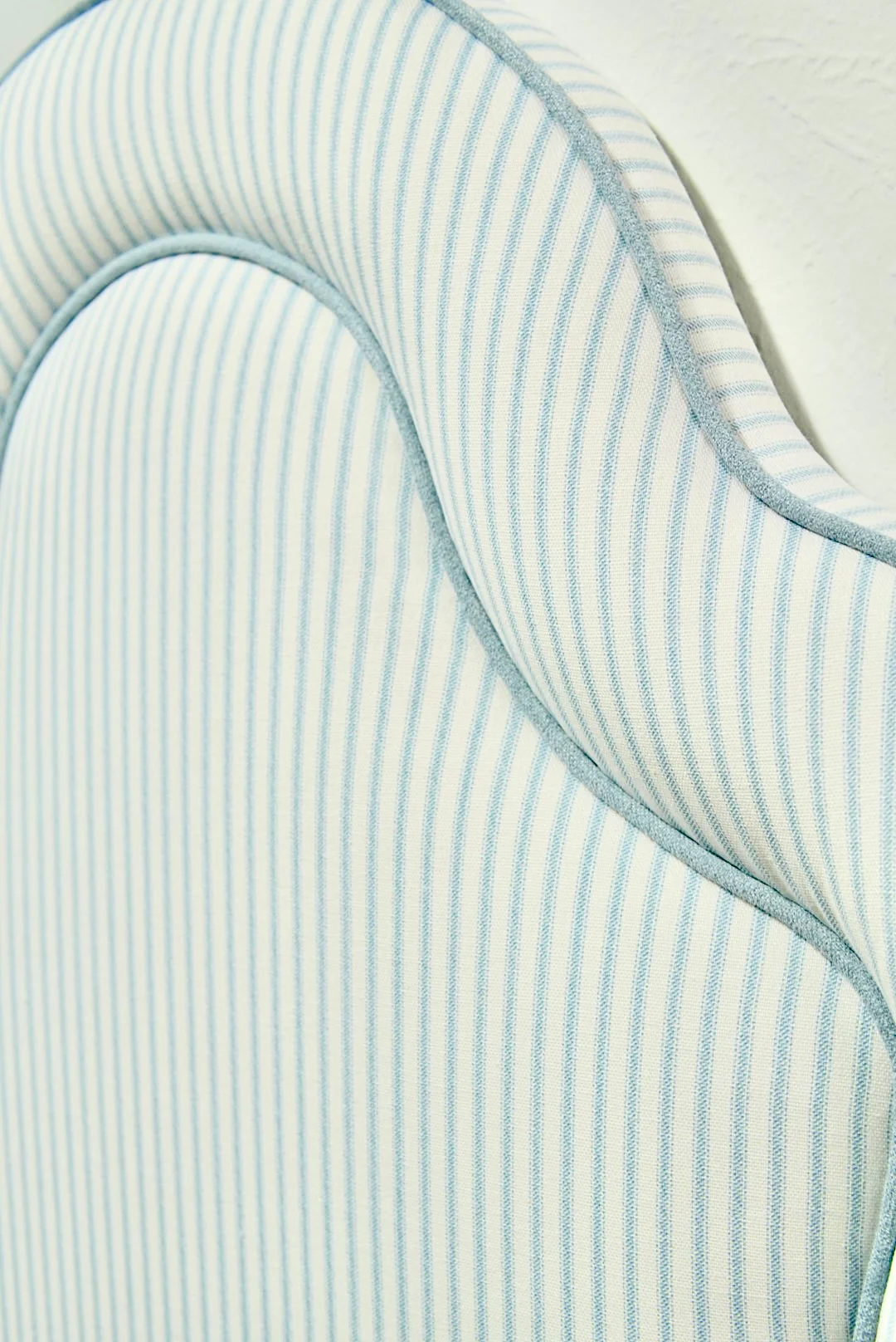 70”H Twin Headboard - Classic Blue Striped Fabric with Sky Blue Trim - Image 5